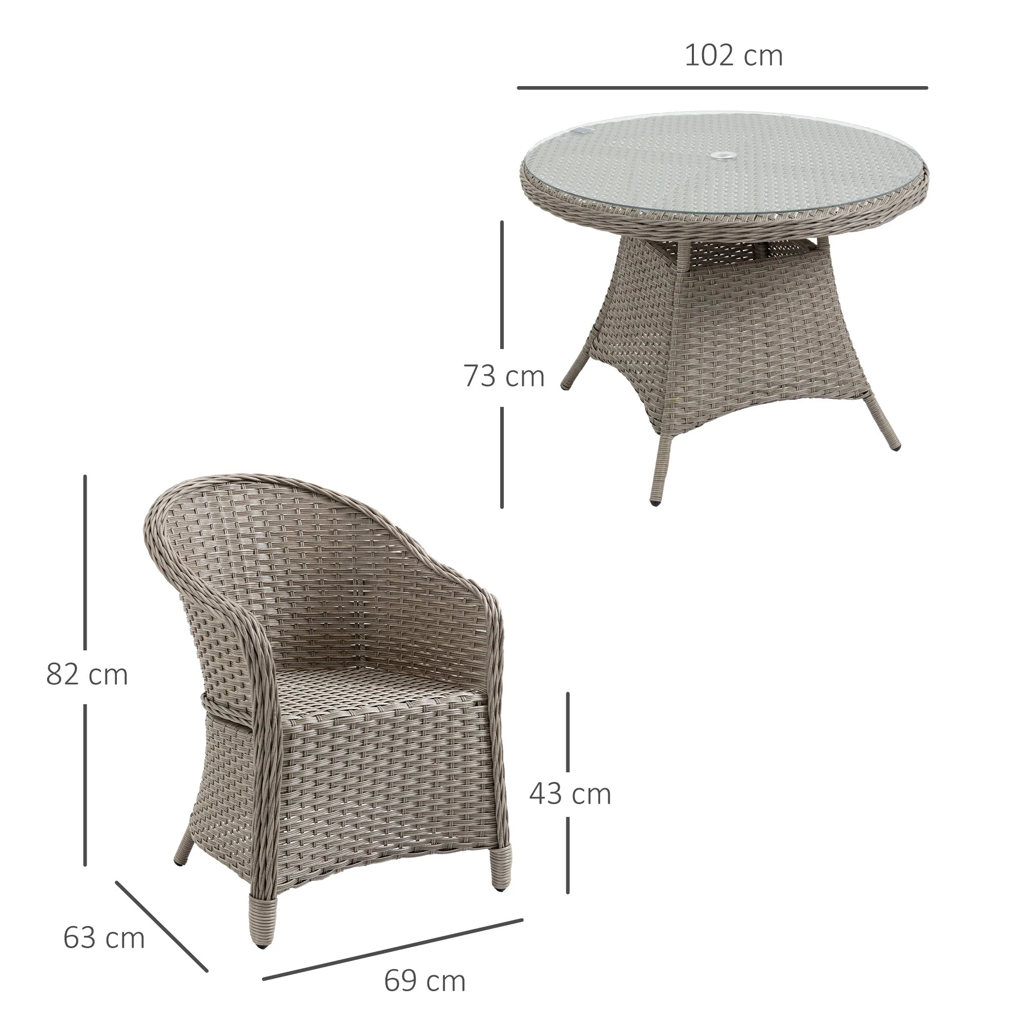 Outsunny 5 Pieces Luxury PE Rattan Dining Sets with Cushion - Image 3