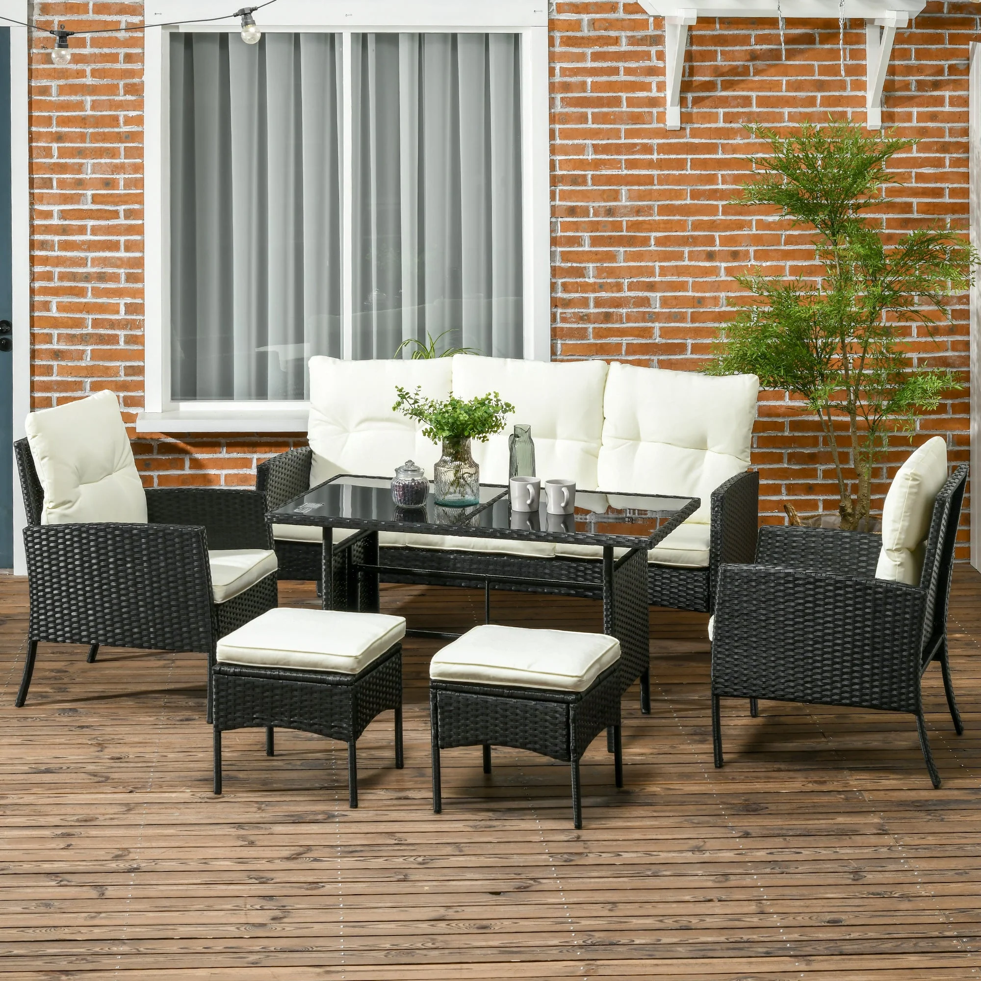 Outsunny 5 Seater Rattan Garden Furniture Set - Image 2