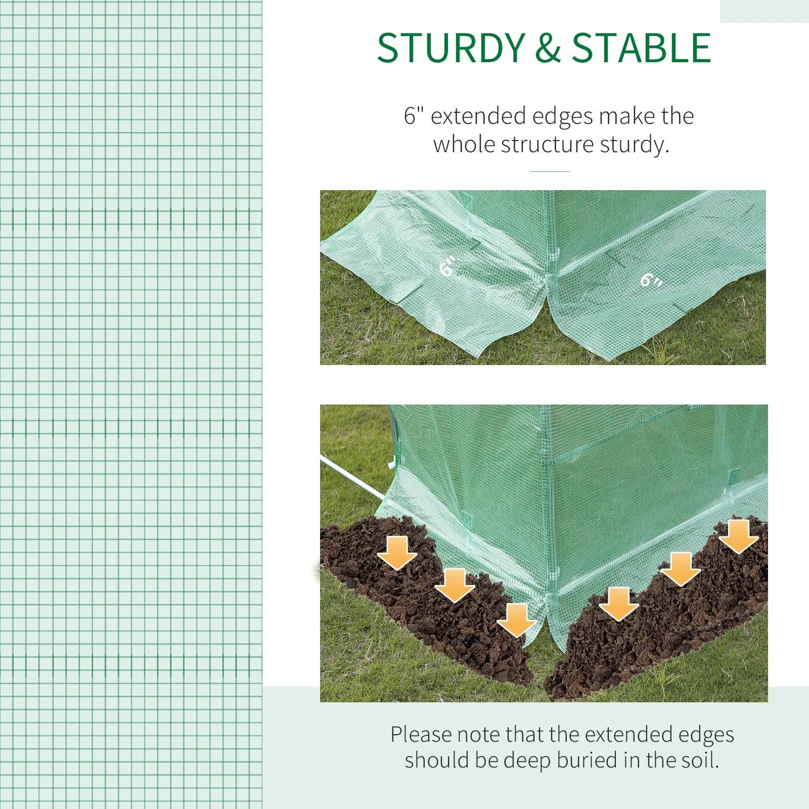 Outsunny 6 X 3 X 2M Greenhouse Replacement Cover Only Winter Garden Plant Pe Cover For Tunnel Walk-In Greenhouse With Roll-Up Windows Door Outdoor - Image 4