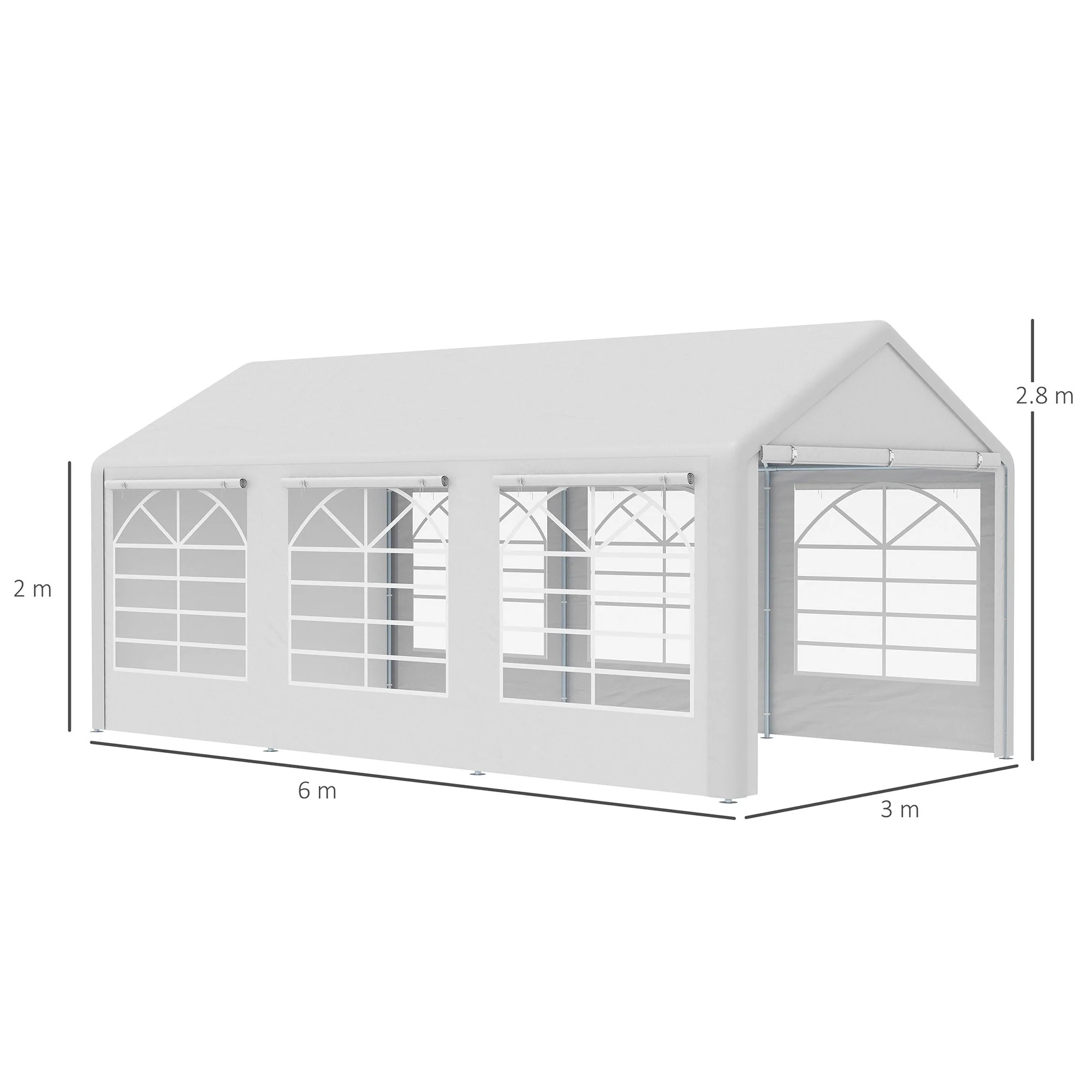 Outsunny 6 x 3(m) Garden Gazebo Marquee Party Tent Wedding Portable Garage Carport shelter Car Canopy Outdoor Heavy Duty Steel Frame Waterproof Rot Resistant - Image 3