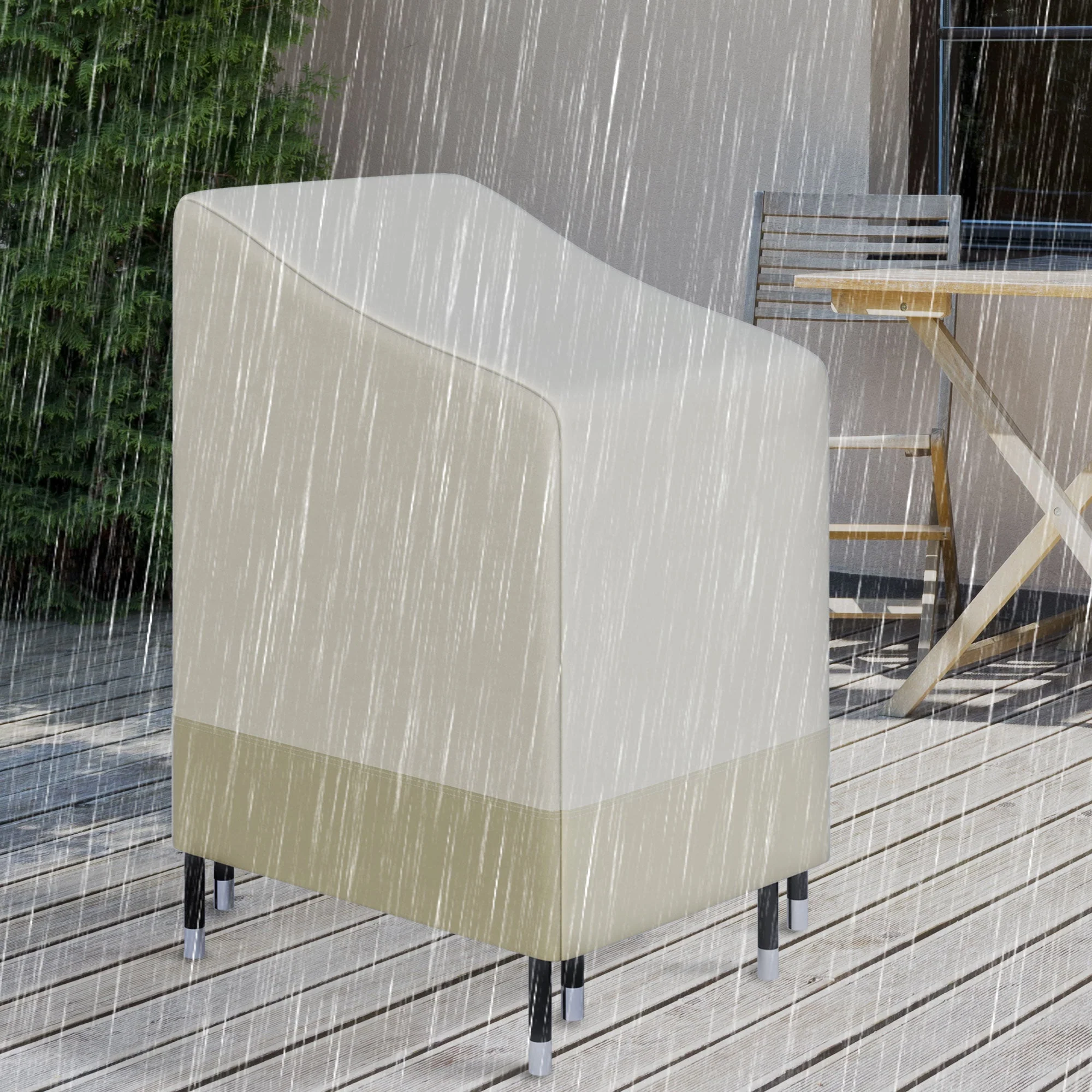 Outsunny 600D Oxford Cloth Waterproof Furniture Cover Wicker Chairs Garden Patio Rattan Seat Outdoor Protector L70*W90*H115cm - Image 2