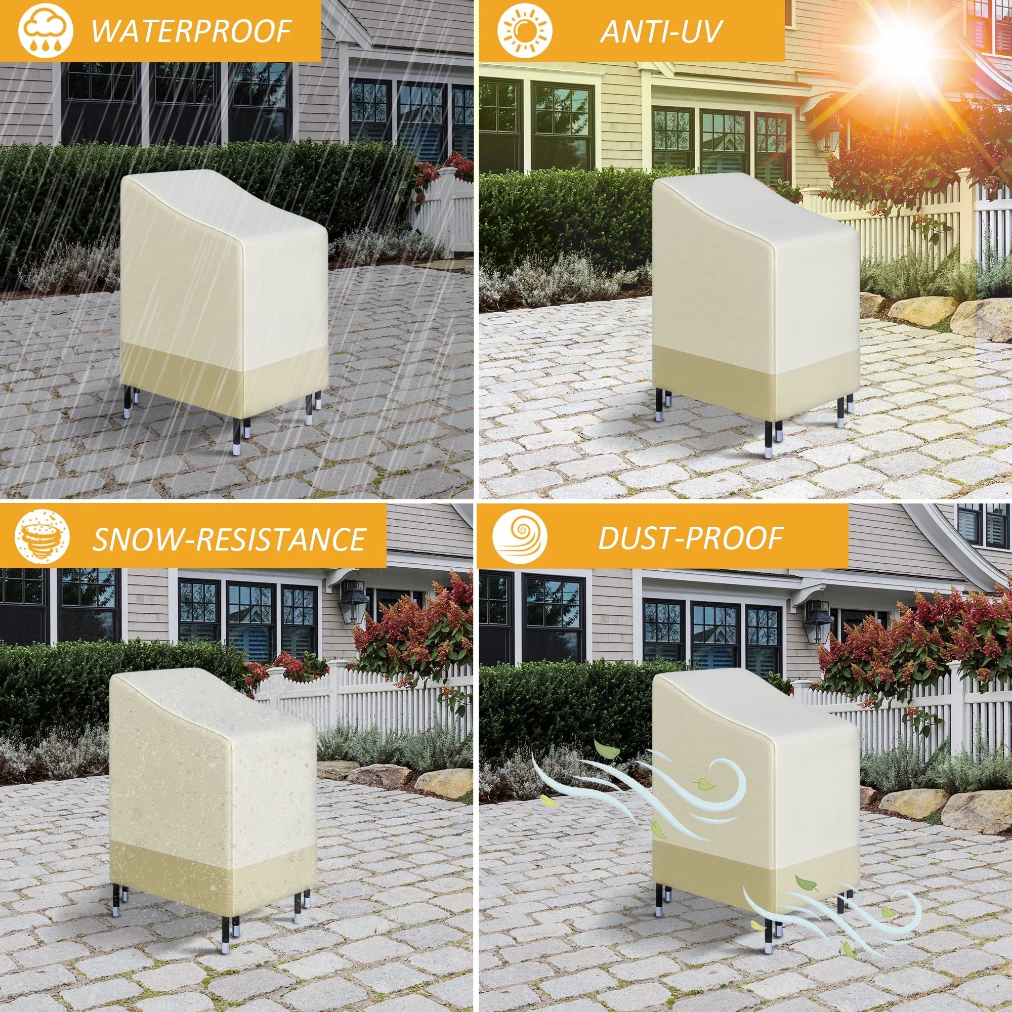 Outsunny 600D Oxford Cloth Waterproof Furniture Cover Wicker Chairs Garden Patio Rattan Seat Outdoor Protector L70*W90*H115cm - Image 6