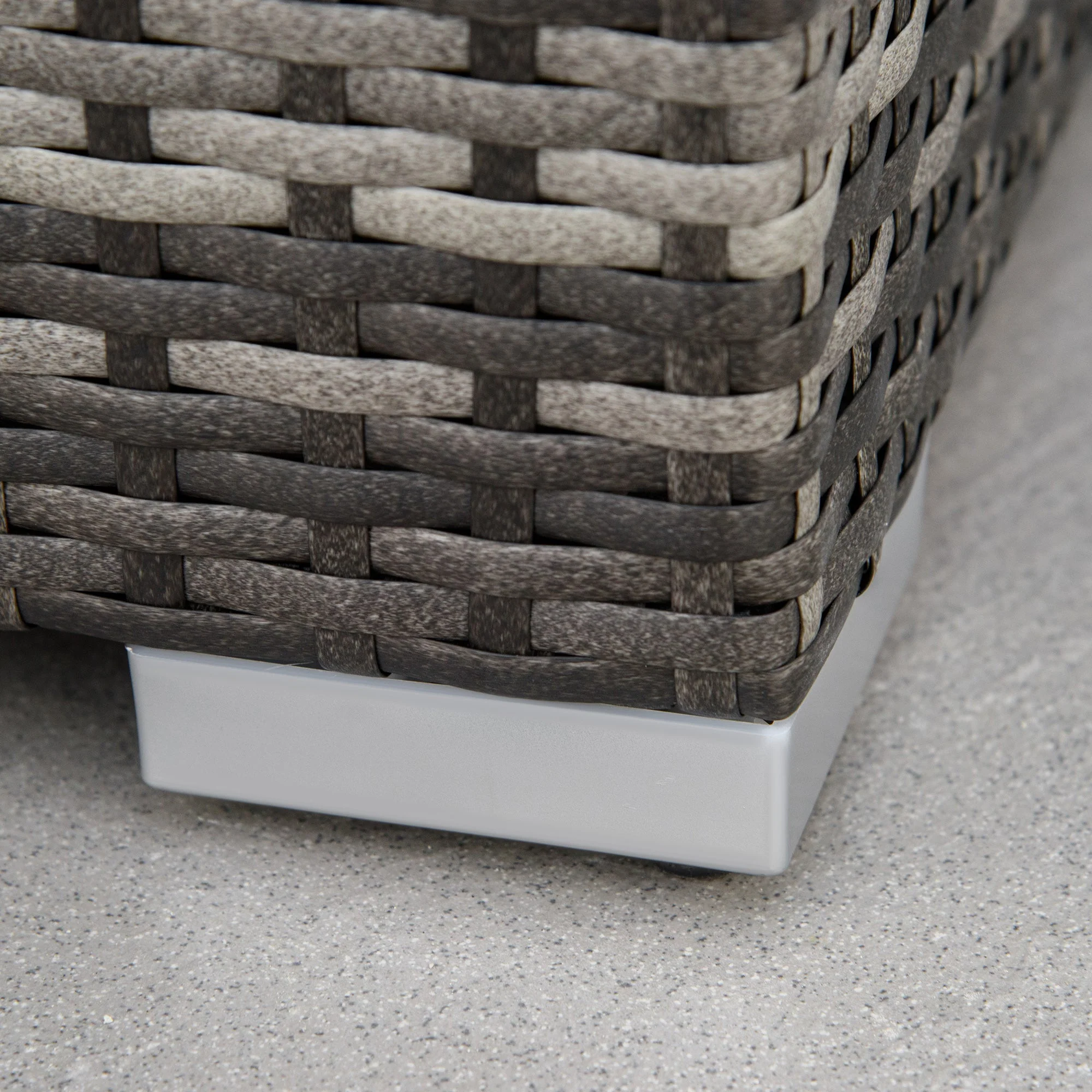 Outsunny 6Pc Rattan Corner Sofa Set Wicker 4 Seater Garden Storage Coffee Table Conversation Ottoman Outdoor Weave Furniture W/ Cushion Grey - Image 8