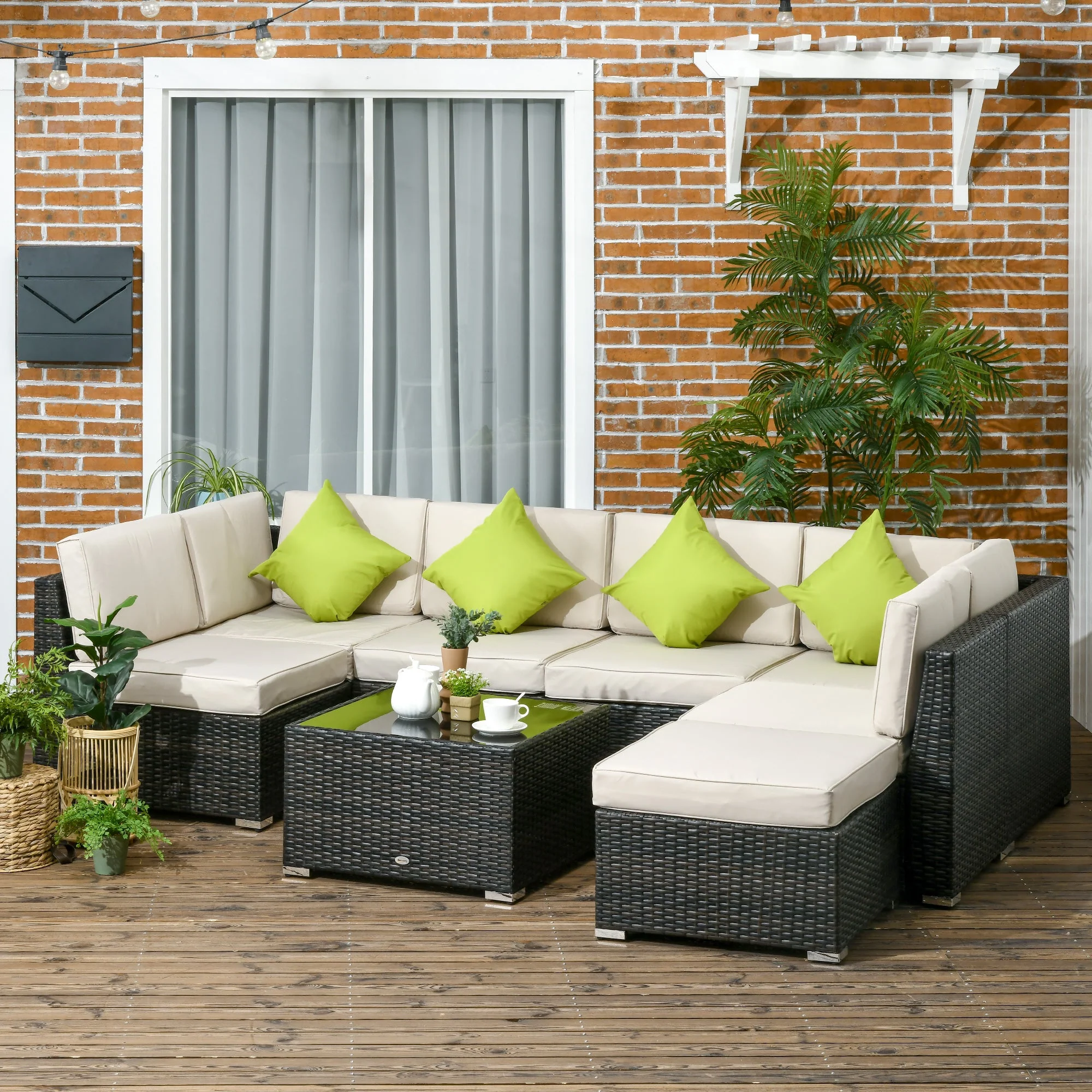 Outsunny 7-Seater PE Rattan Corner Sofa Set - Image 2