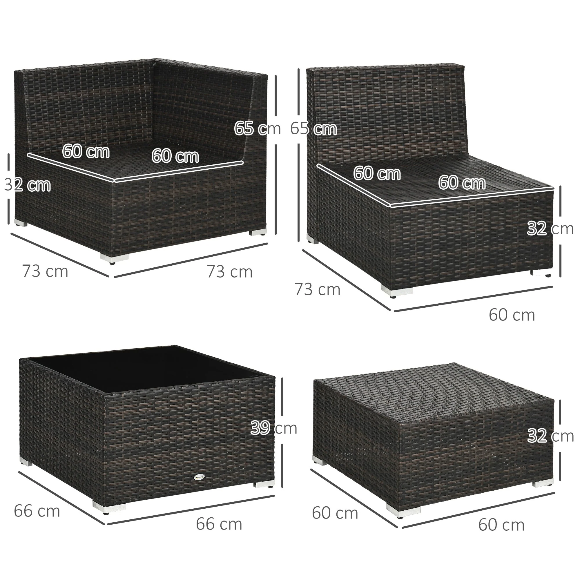 Outsunny 7-Seater PE Rattan Corner Sofa Set - Image 3