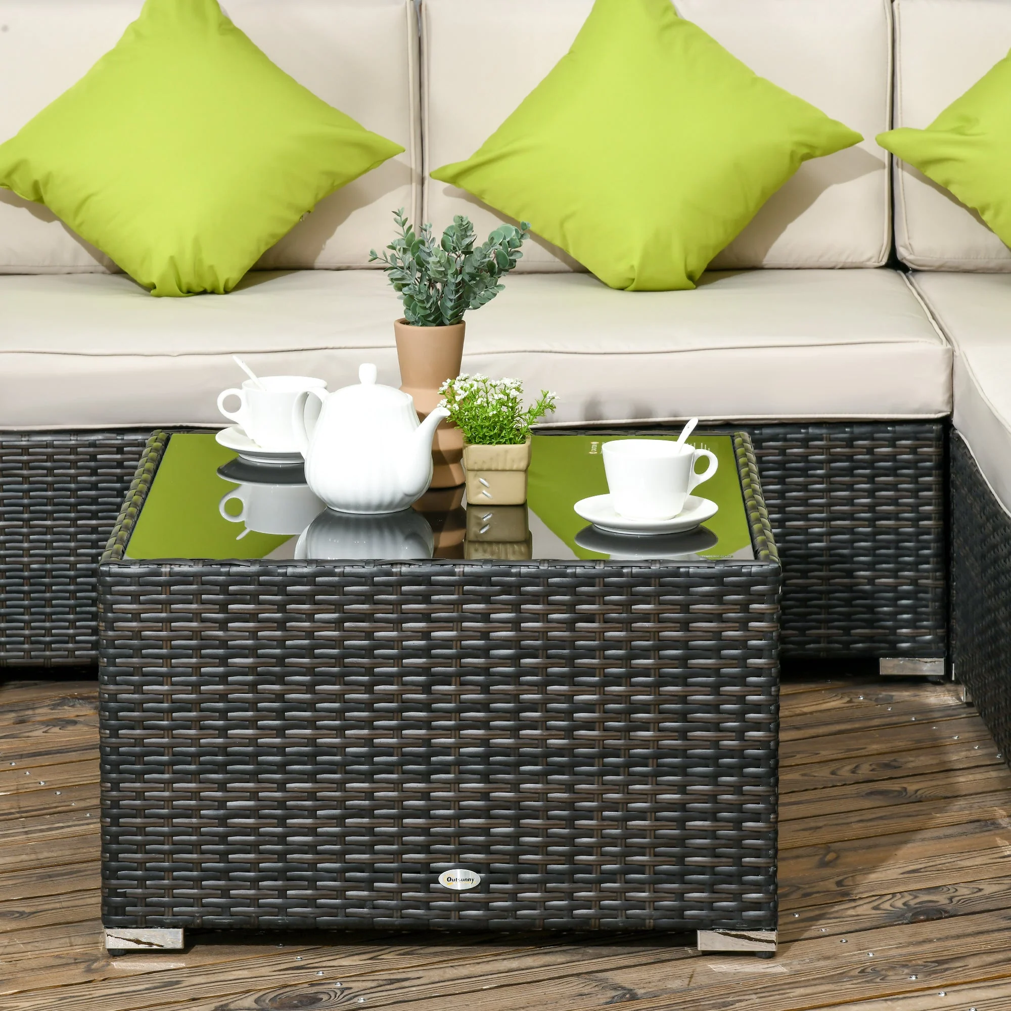 Outsunny 7-Seater PE Rattan Corner Sofa Set - Image 9