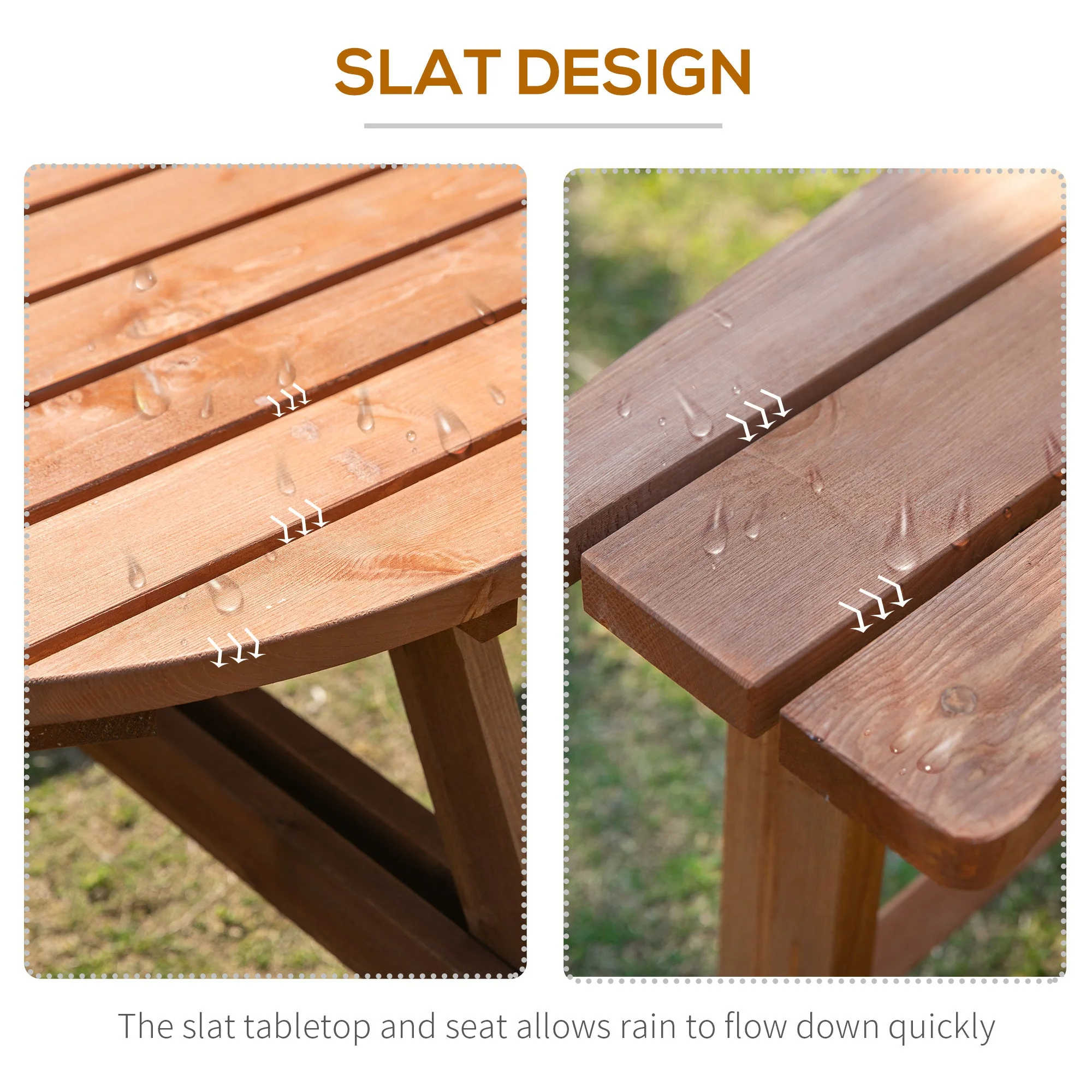 Outsunny 8-Seater Wooden Picnic Set-Fir Wood - Image 5