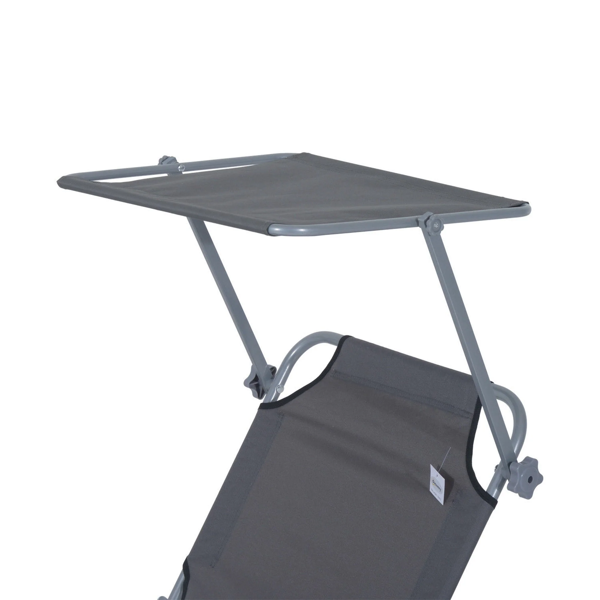 Outsunny Adjustable Lounger Seat with Sun Shade-Grey - Image 8