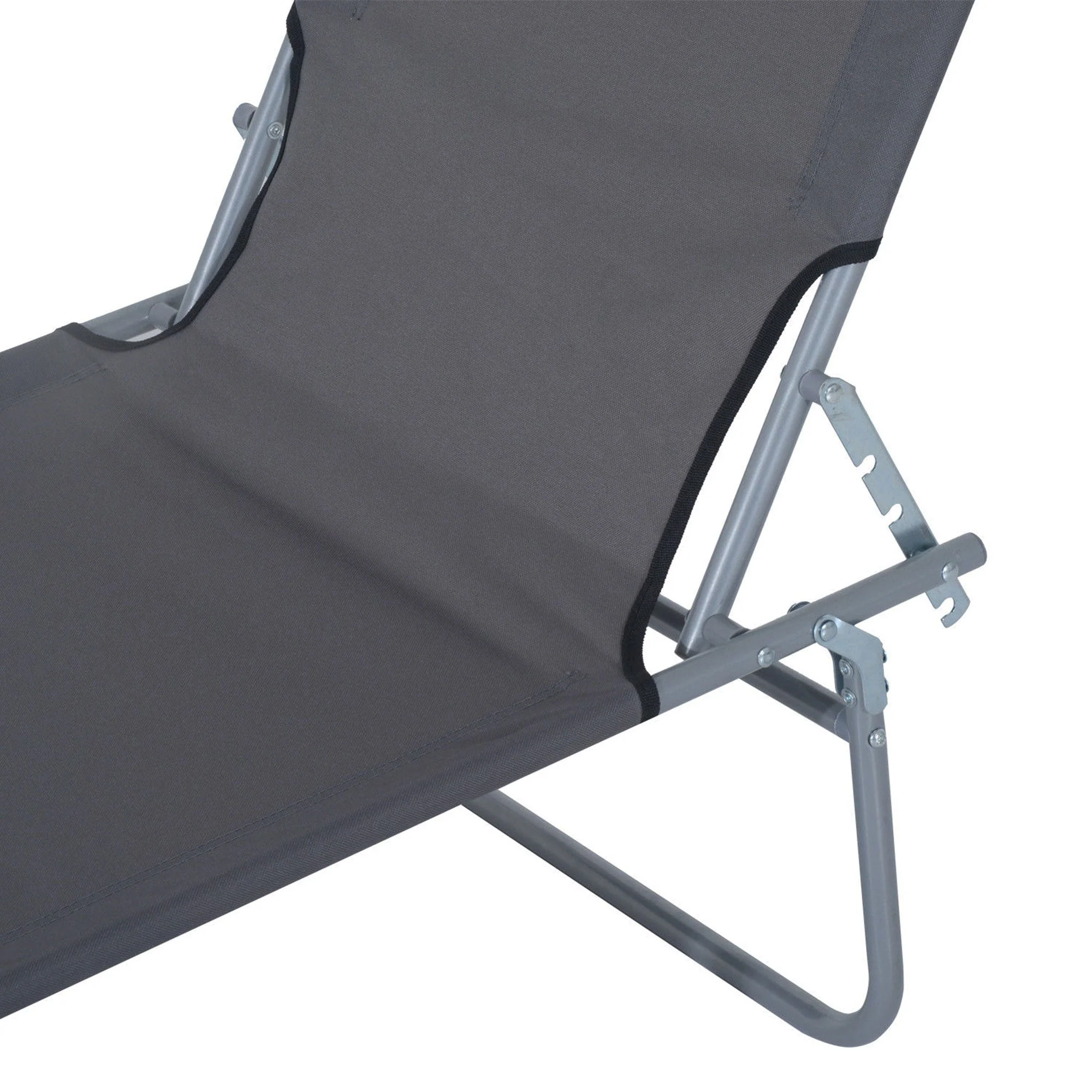Outsunny Adjustable Lounger Seat with Sun Shade-Grey - Image 9