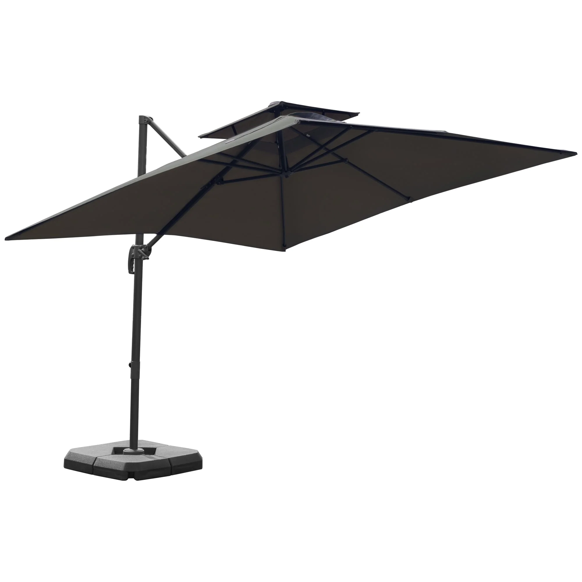 Outsunny Cantilever Parasol 360 Degree Rotation Angle Adjustment Outdoor Market Garden Umbrella - Dark Grey - Image 7