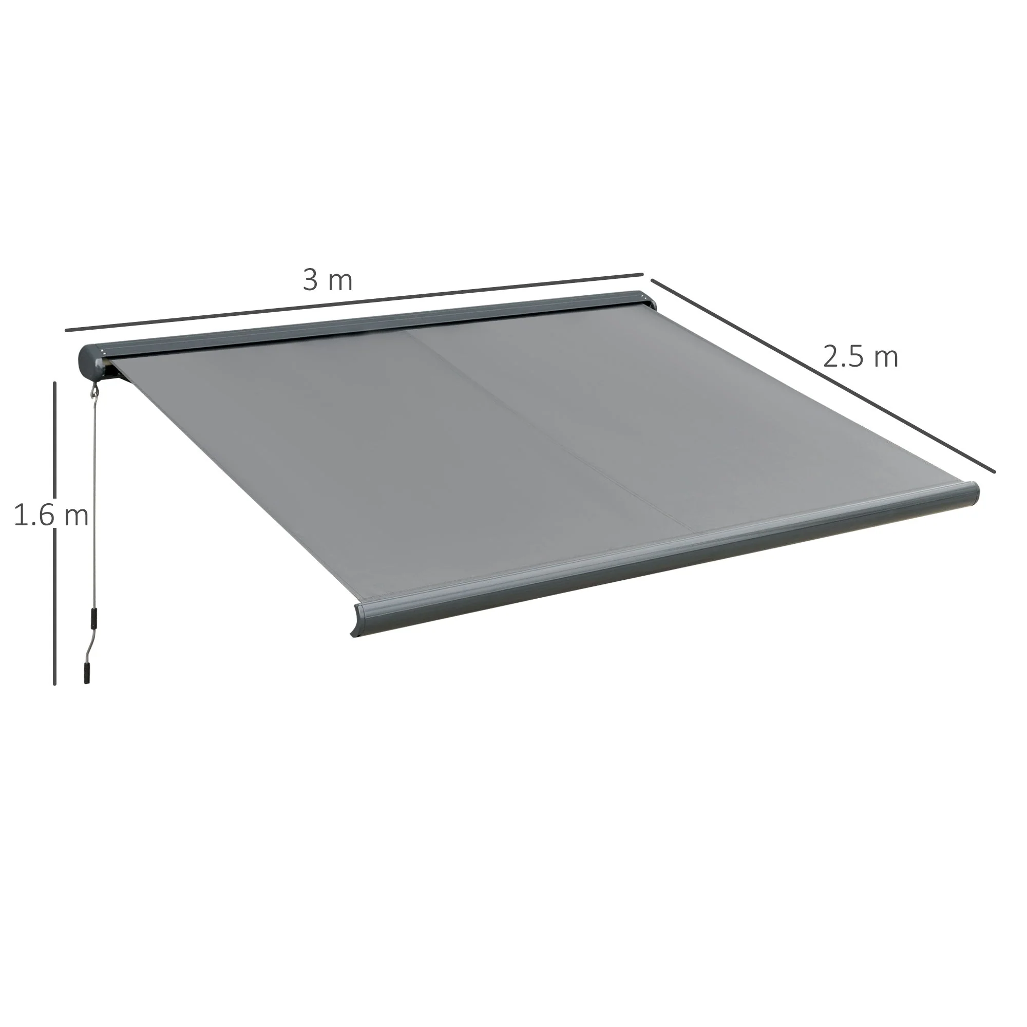 Outsunny Cassette Electric Manual Awning Door Window Retractable Canopy w/ R/C & LED 300W x 0-250D cm - Image 2