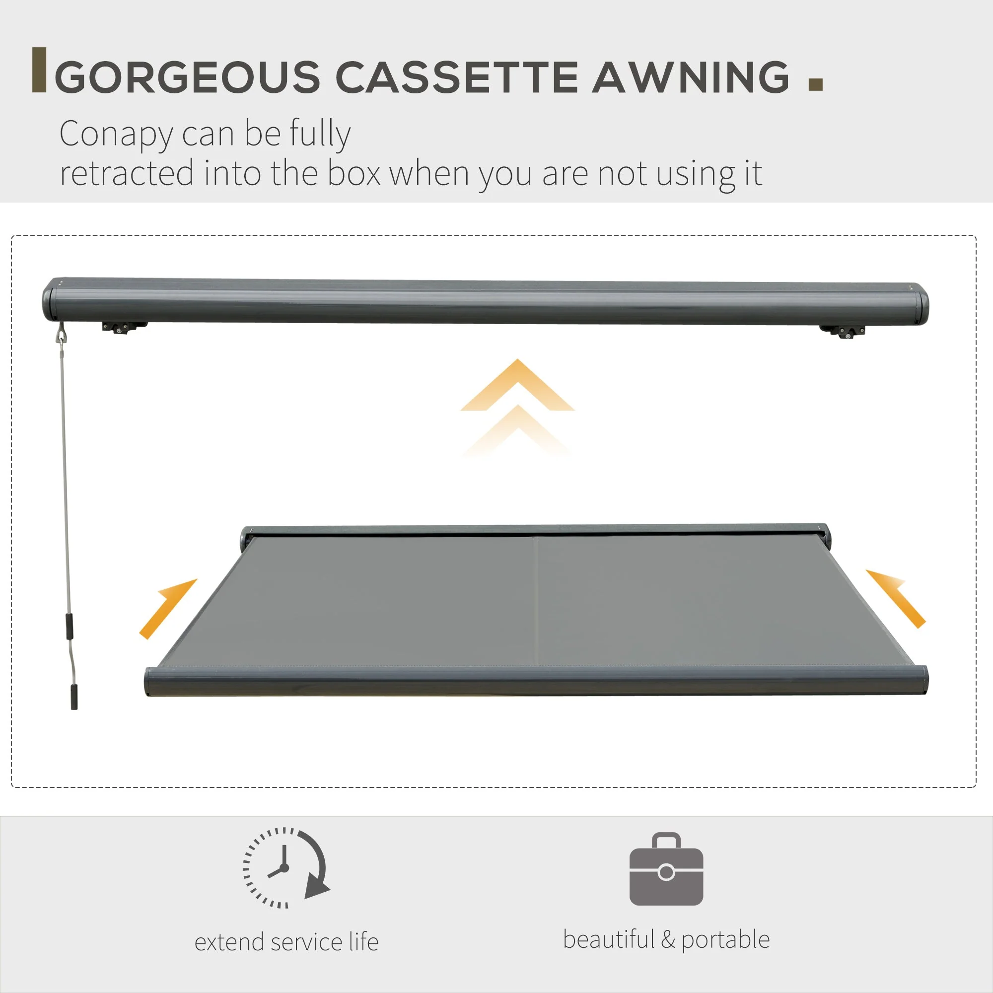 Outsunny Cassette Electric Manual Awning Door Window Retractable Canopy w/ R/C & LED 300W x 0-250D cm - Image 5