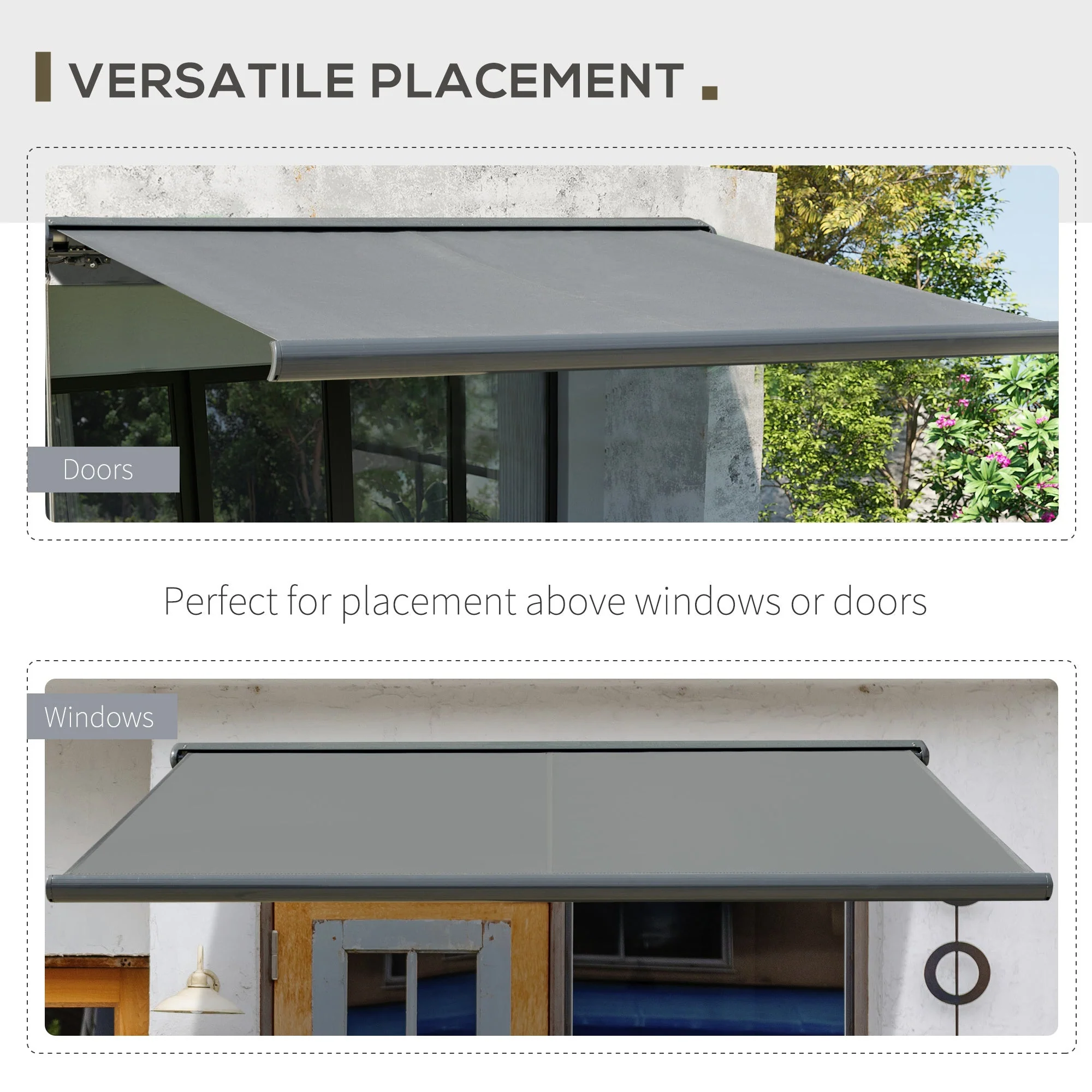 Outsunny Cassette Electric Manual Awning Door Window Retractable Canopy w/ R/C & LED 300W x 0-250D cm - Image 6