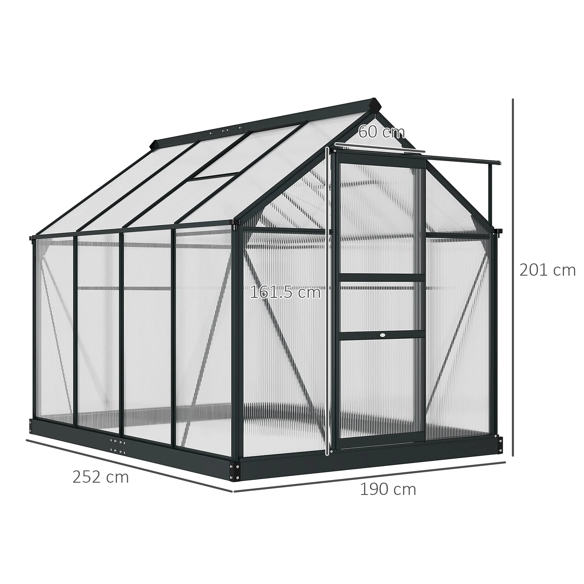 Clear Polycarbonate Greenhouse Large Walk-In Green House Garden Plants Grow Galvanized Base Aluminium Frame With Slide Door - Image 3