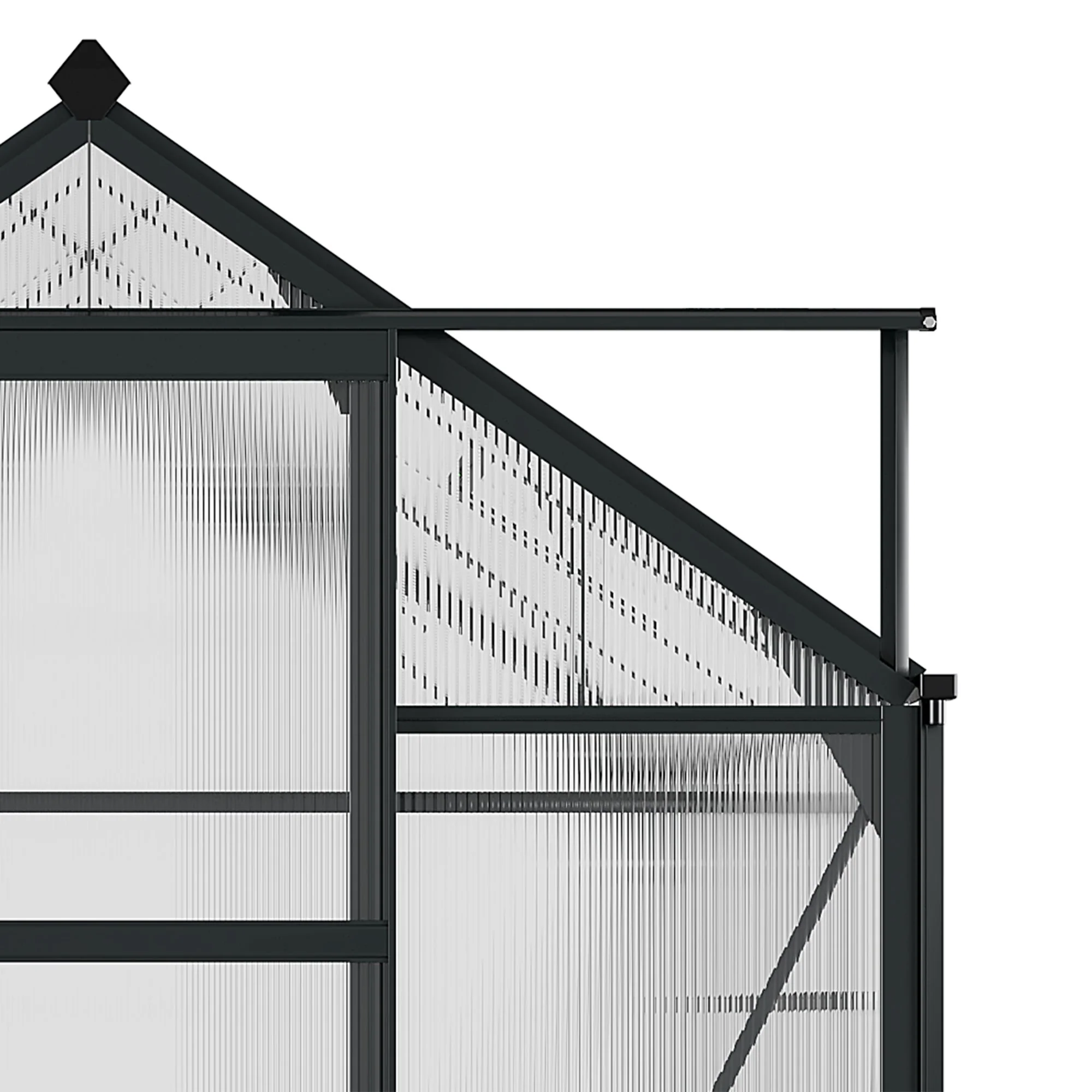 Clear Polycarbonate Greenhouse Large Walk-In Green House Garden Plants Grow Galvanized Base Aluminium Frame With Slide Door - Image 9