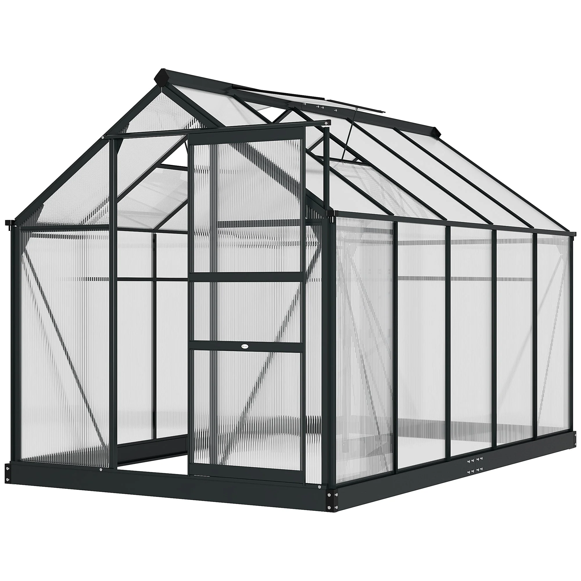 Clear Polycarbonate Greenhouse Large Walk-In Green House Garden Plants Grow Galvanized Base Aluminium Frame With Slide Door - Image 8
