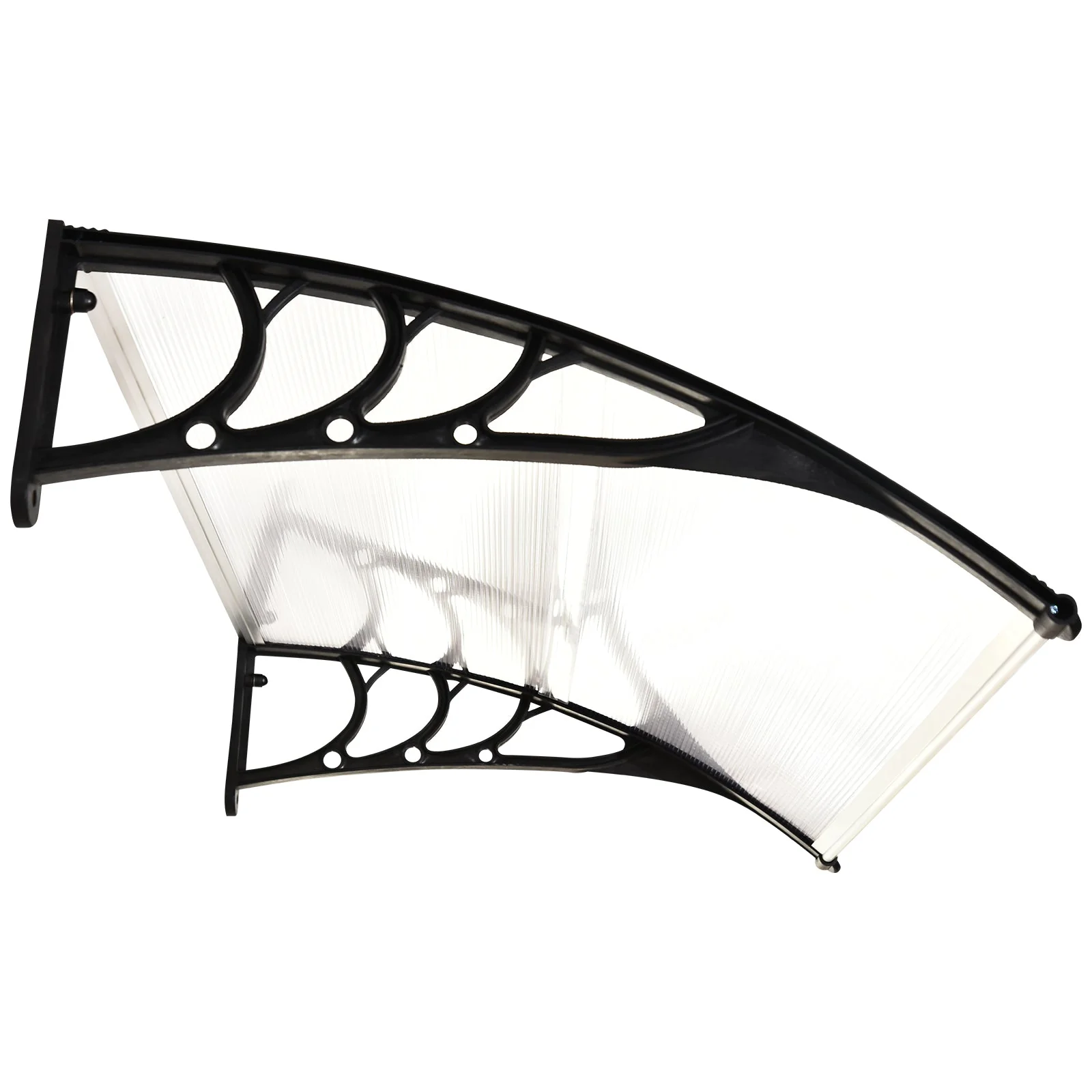 Outsunny Curved Window Door Canopy Aluminium Rigid Plastic Polycarbonate Fixed Outdoor Awning Modern Design Uv Water Rain Resist 120 X 75cm White - Image 7