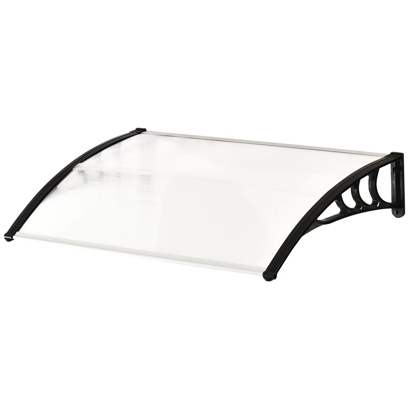 Outsunny Curved Window Door Canopy Aluminium Rigid Plastic Polycarbonate Fixed Outdoor Awning Modern Design Uv Water Rain Resist 120 X 75cm White - Image 8