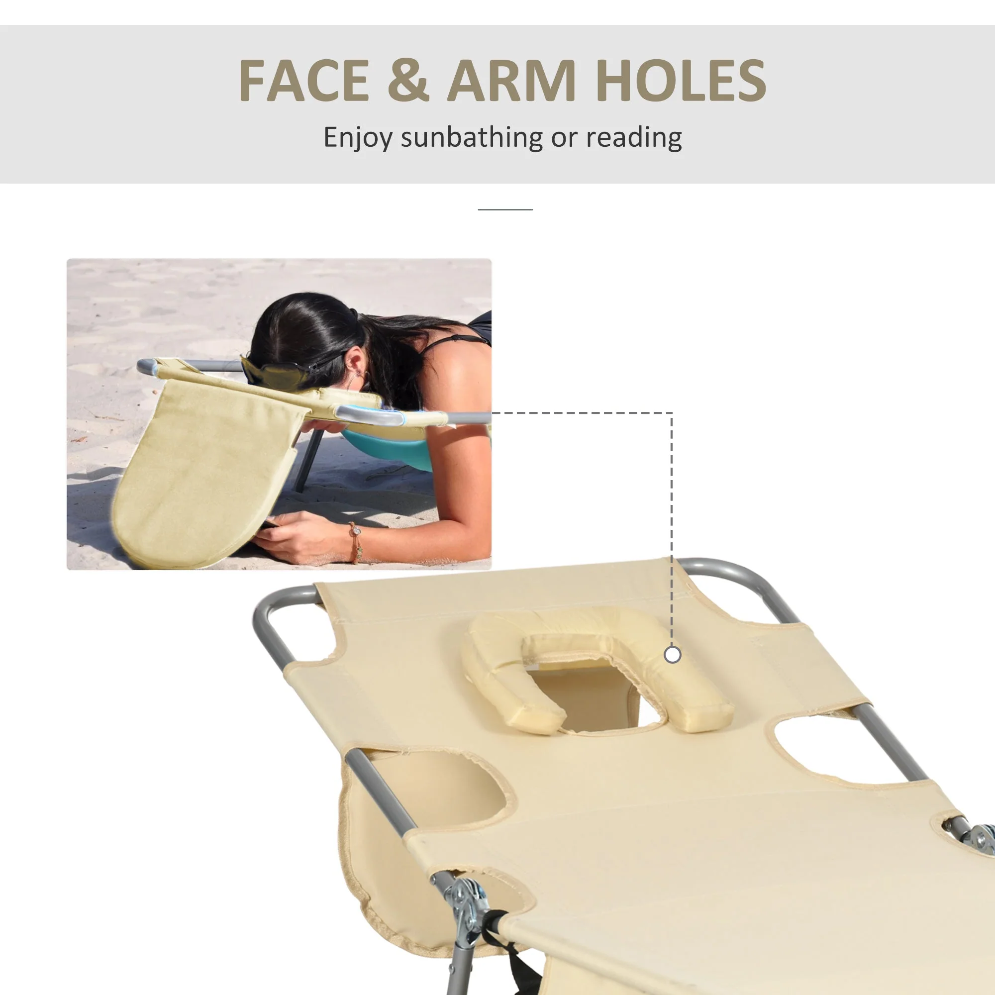 Outsunny Foldable Sun Lounger - Image 6