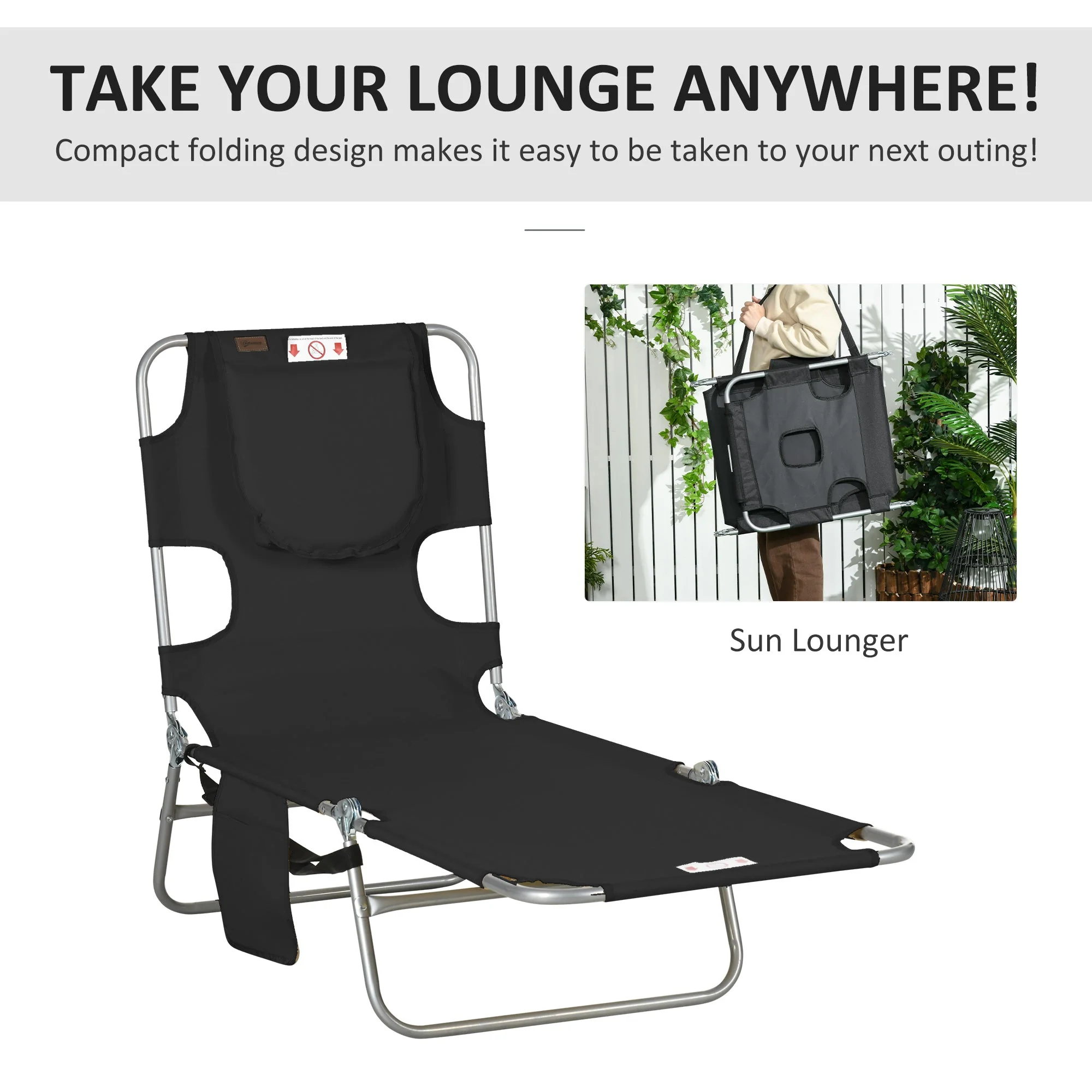 Outsunny Foldable Sun Lounger - Image 4