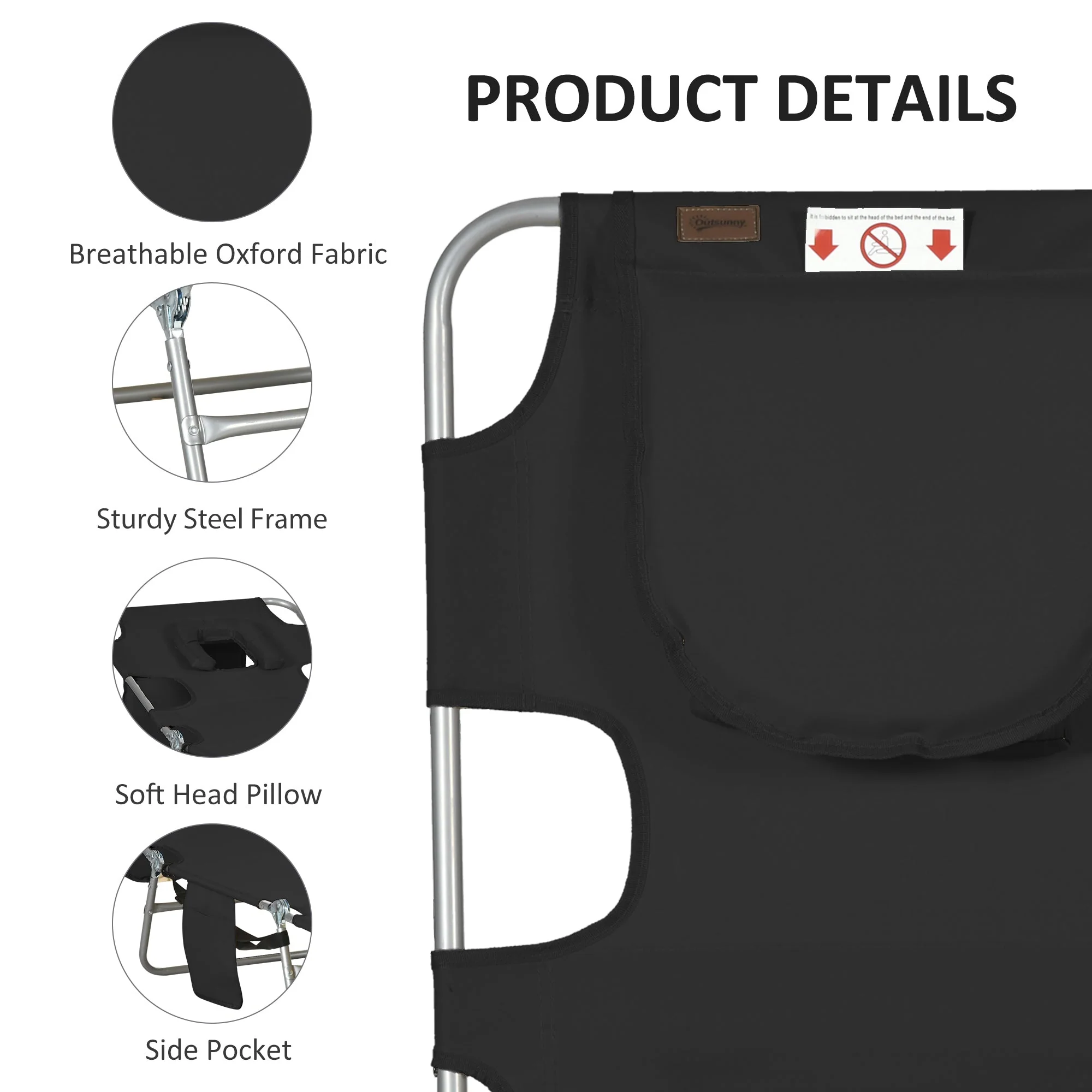 Outsunny Foldable Sun Lounger - Image 5