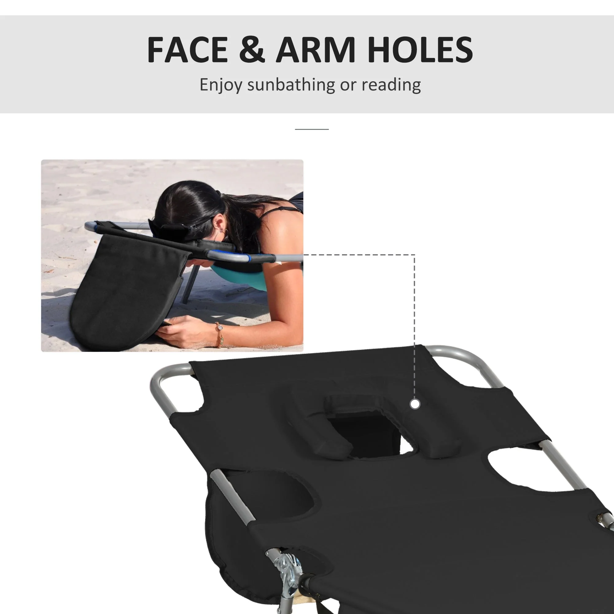 Outsunny Foldable Sun Lounger - Image 6