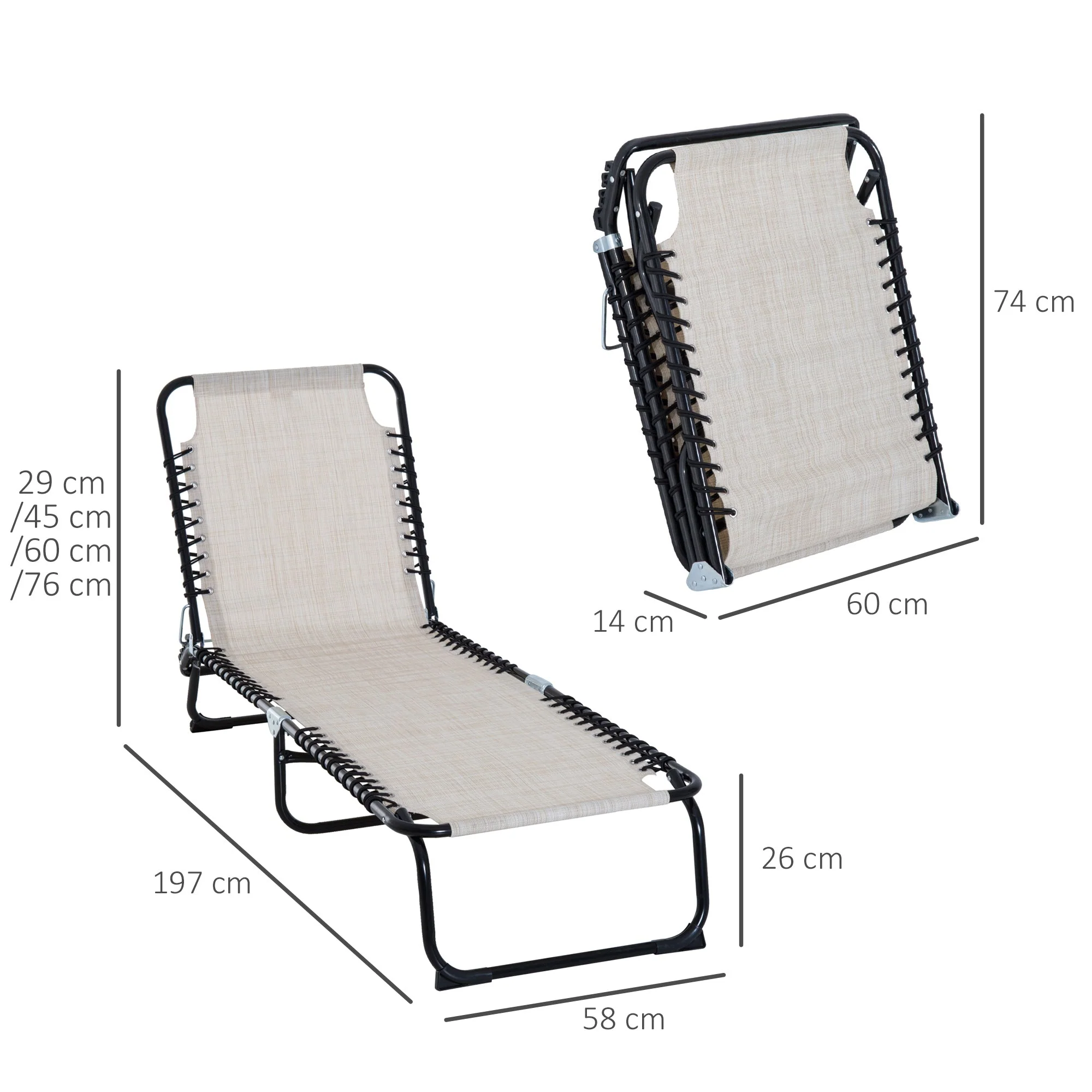 Outsunny Foldable Sun Lounger - Image 2