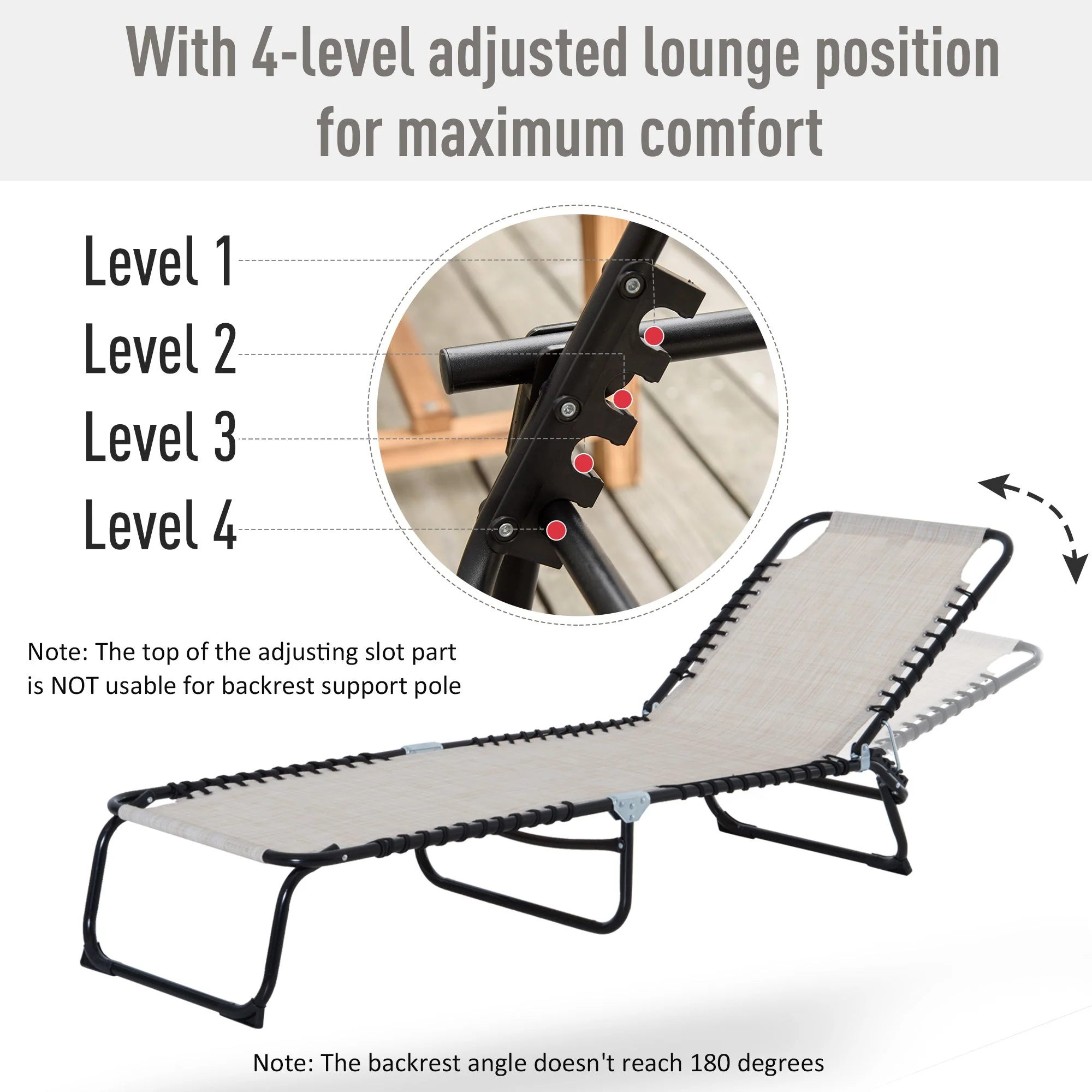 Outsunny Foldable Sun Lounger - Image 3
