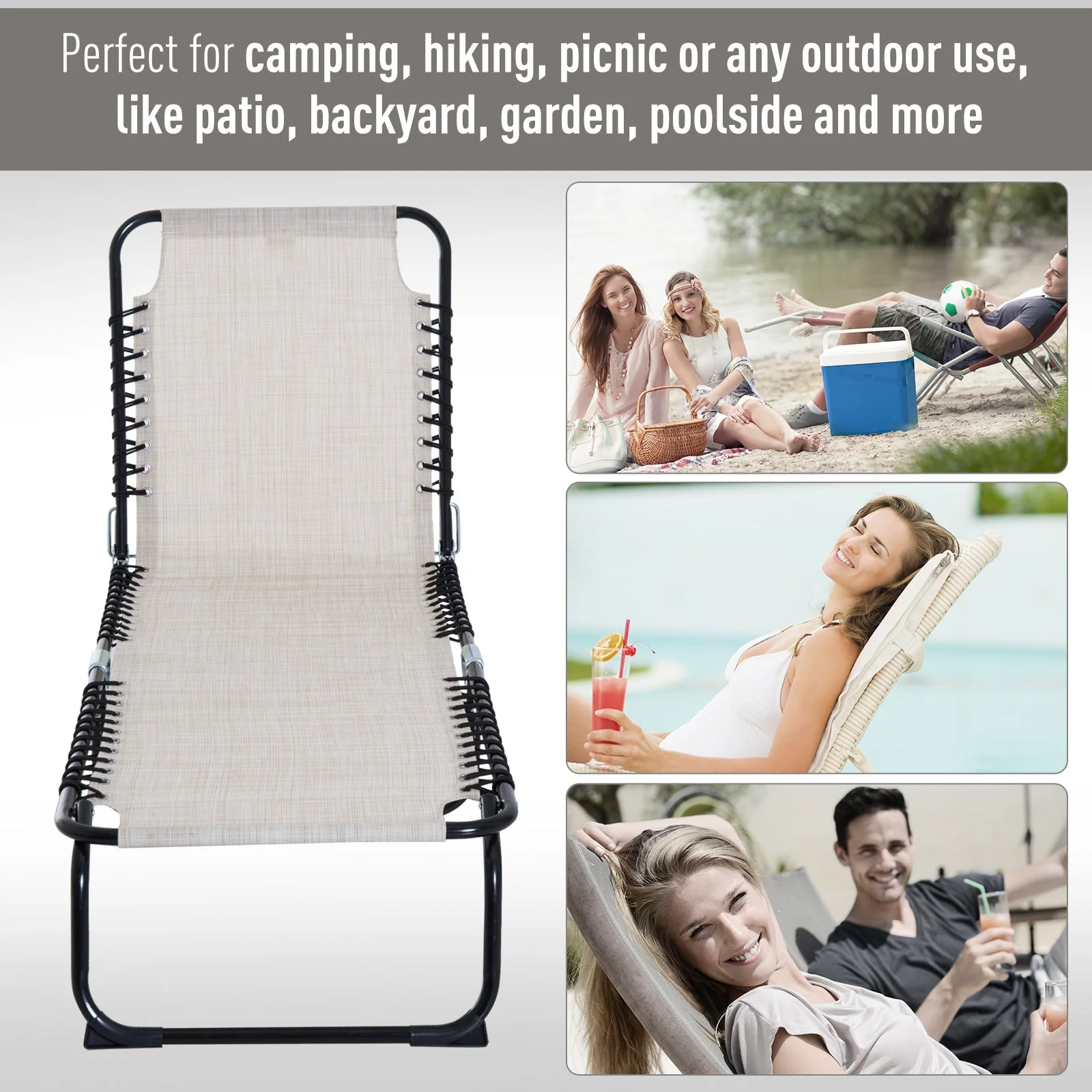 Outsunny Foldable Sun Lounger - Image 4