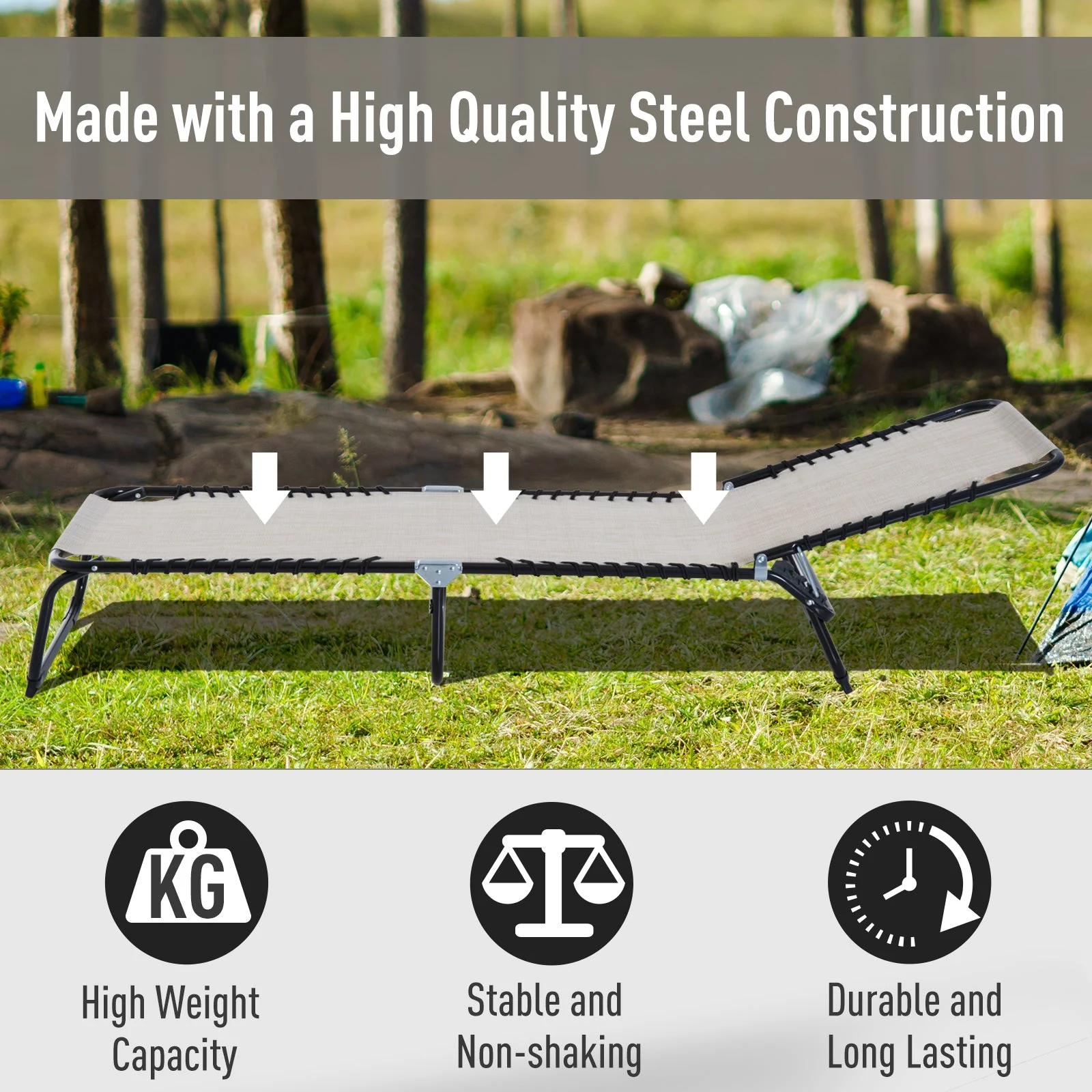 Outsunny Foldable Sun Lounger - Image 6