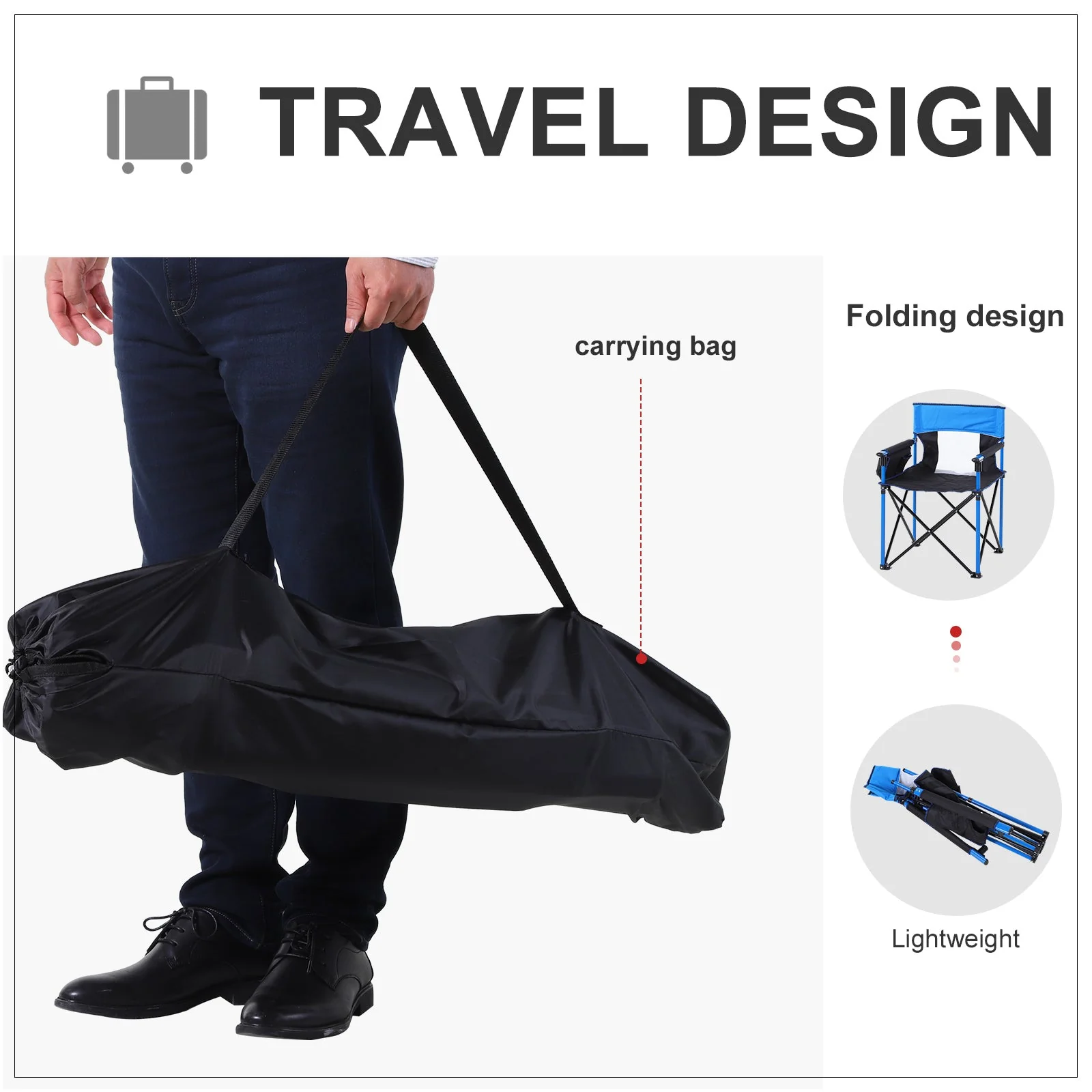 Outsunny Folding Fishing Camping Chair Portable Picnic Armchair Director Seat Oxford Metal Frame With Cup Holder - Image 7
