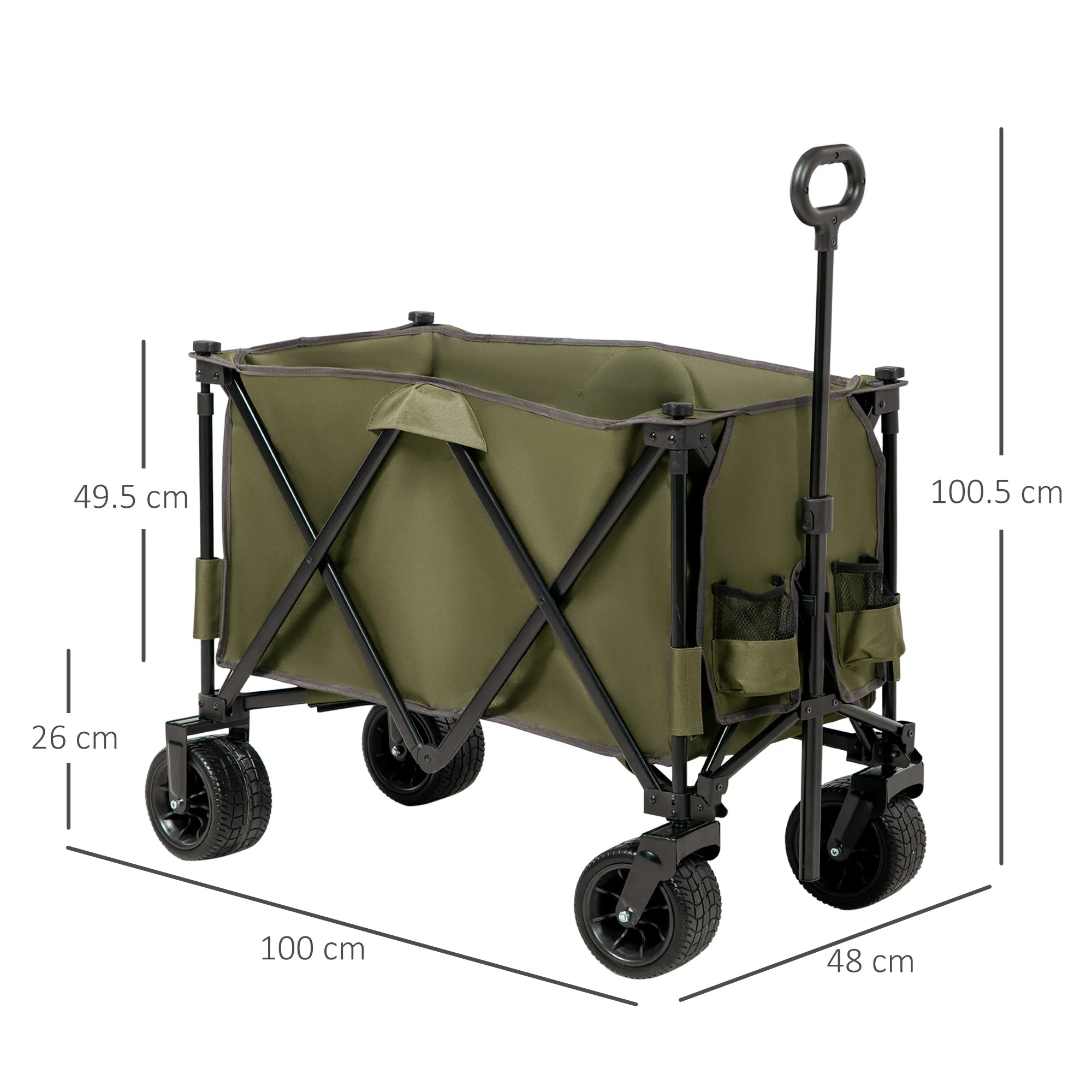 Outsunny Folding Garden Trolley on Wheels - Image 2