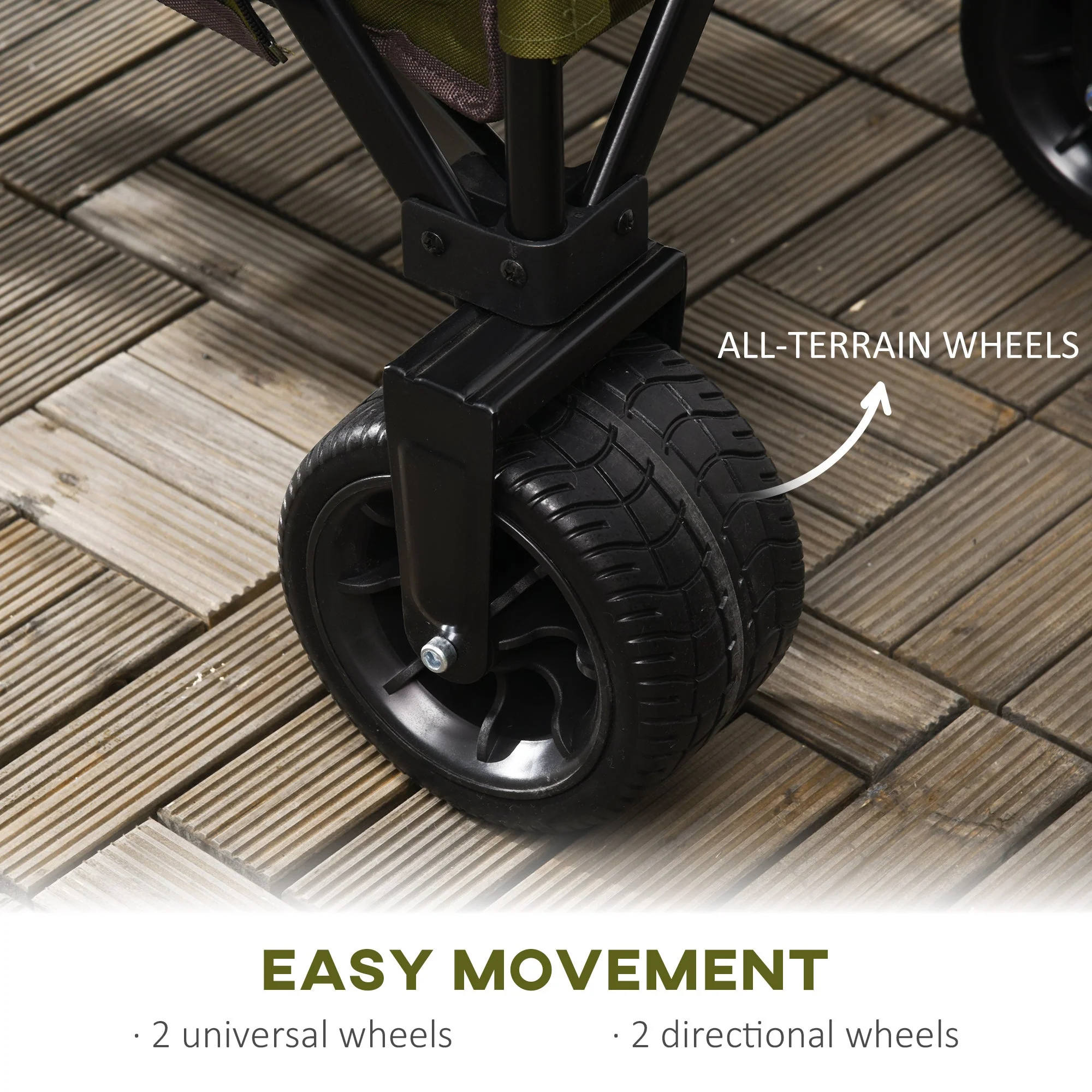 Outsunny Folding Garden Trolley on Wheels - Image 5