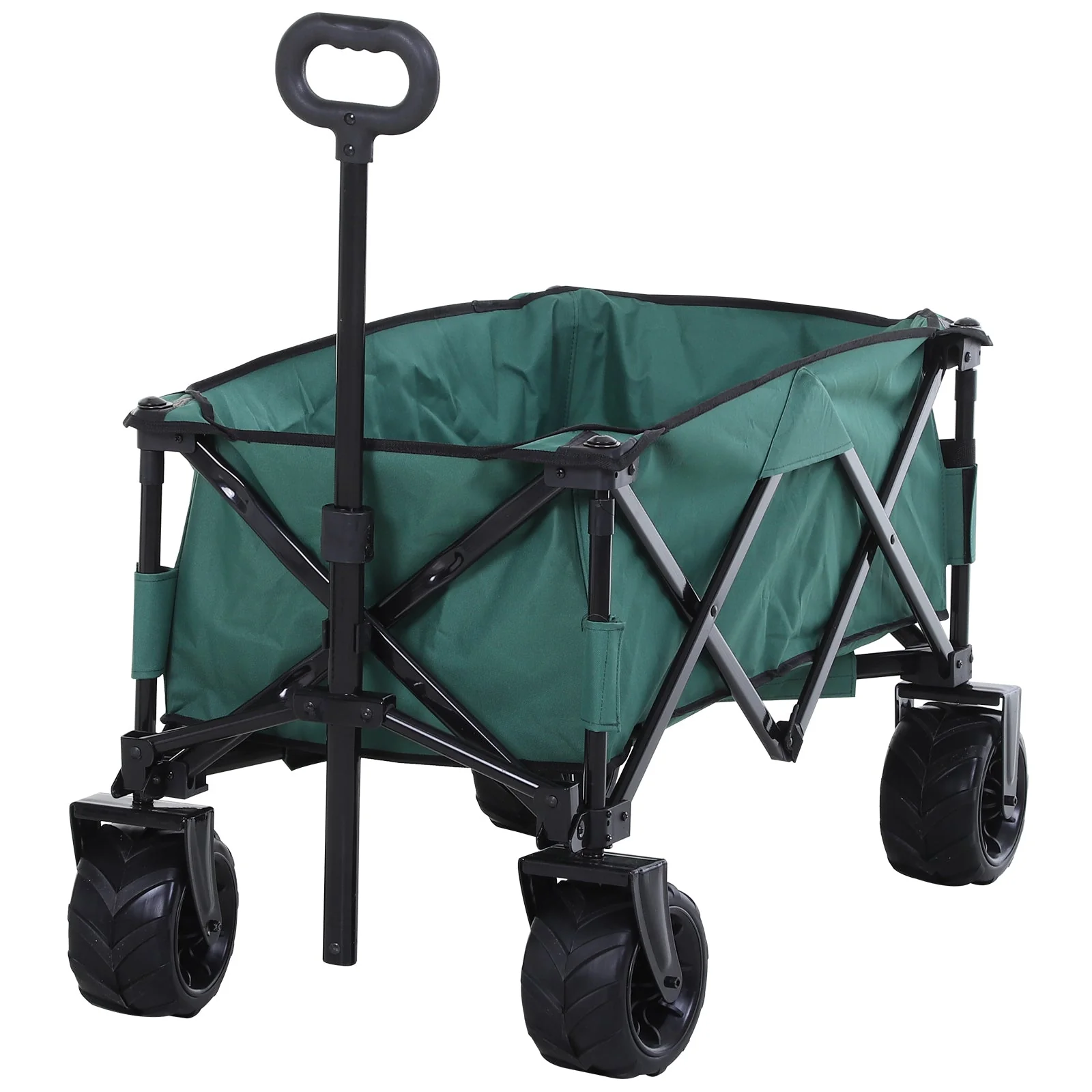 Outsunny Folding Metal Frame Garden Trolley - Green - Image 9