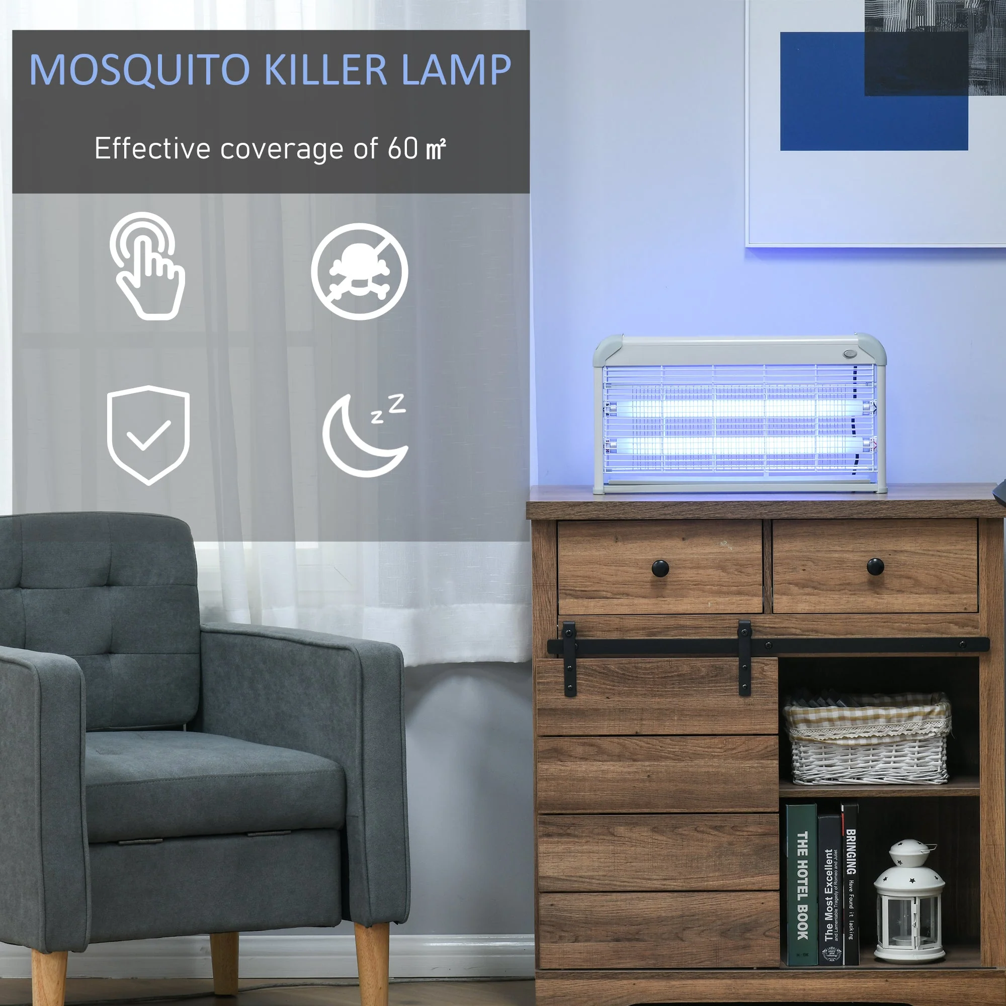 Free Standing Wall Hanging 30W Electric Fly Mosquito Killer 60? Coverage Electric Fly Zapper - Image 4