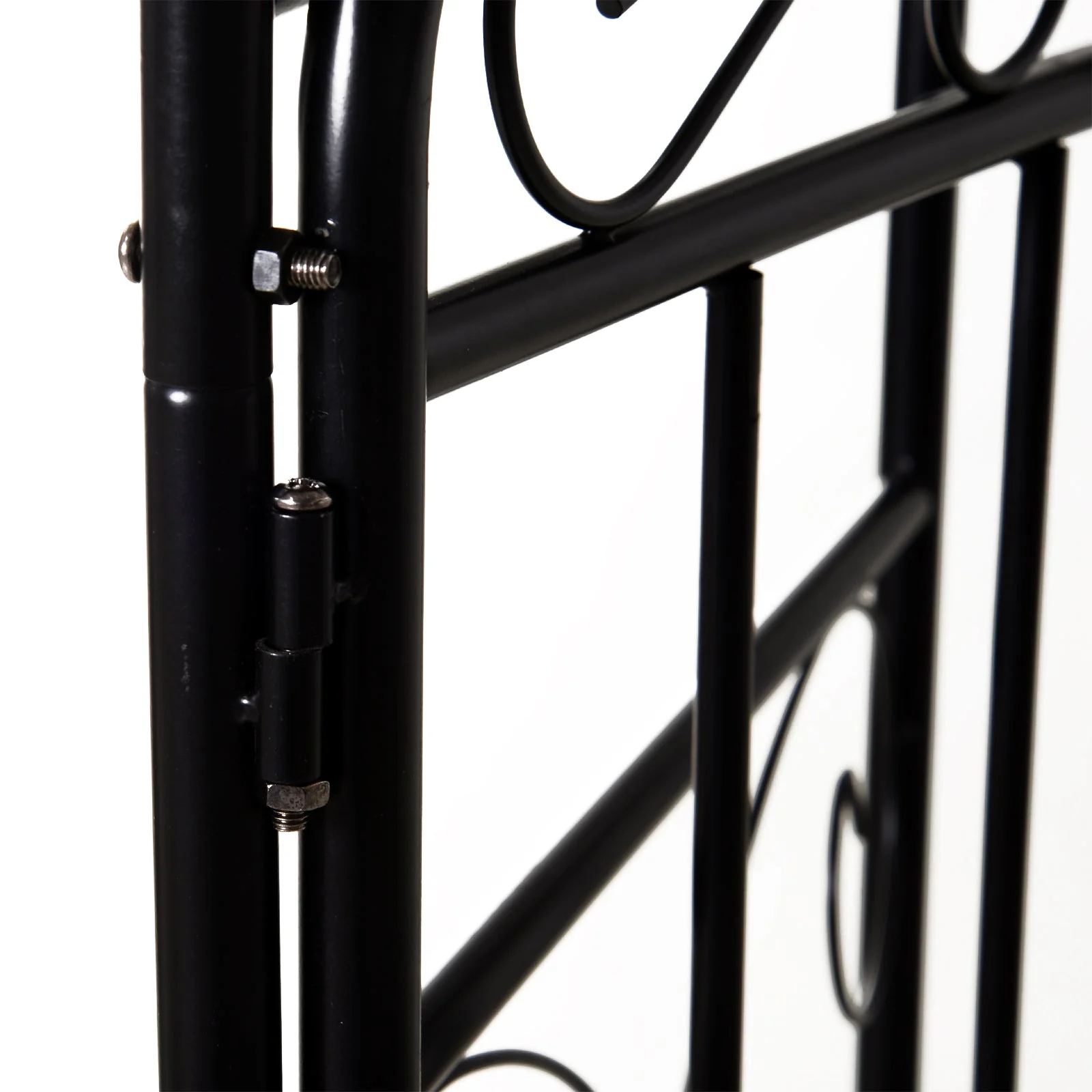 Outsunny Garden Decorative Metal Arch with Gate Outdoor Patio Trellis Arbor for Climbing Plant Archway Antique Black - 108L x 45W x 215H cm - Image 6