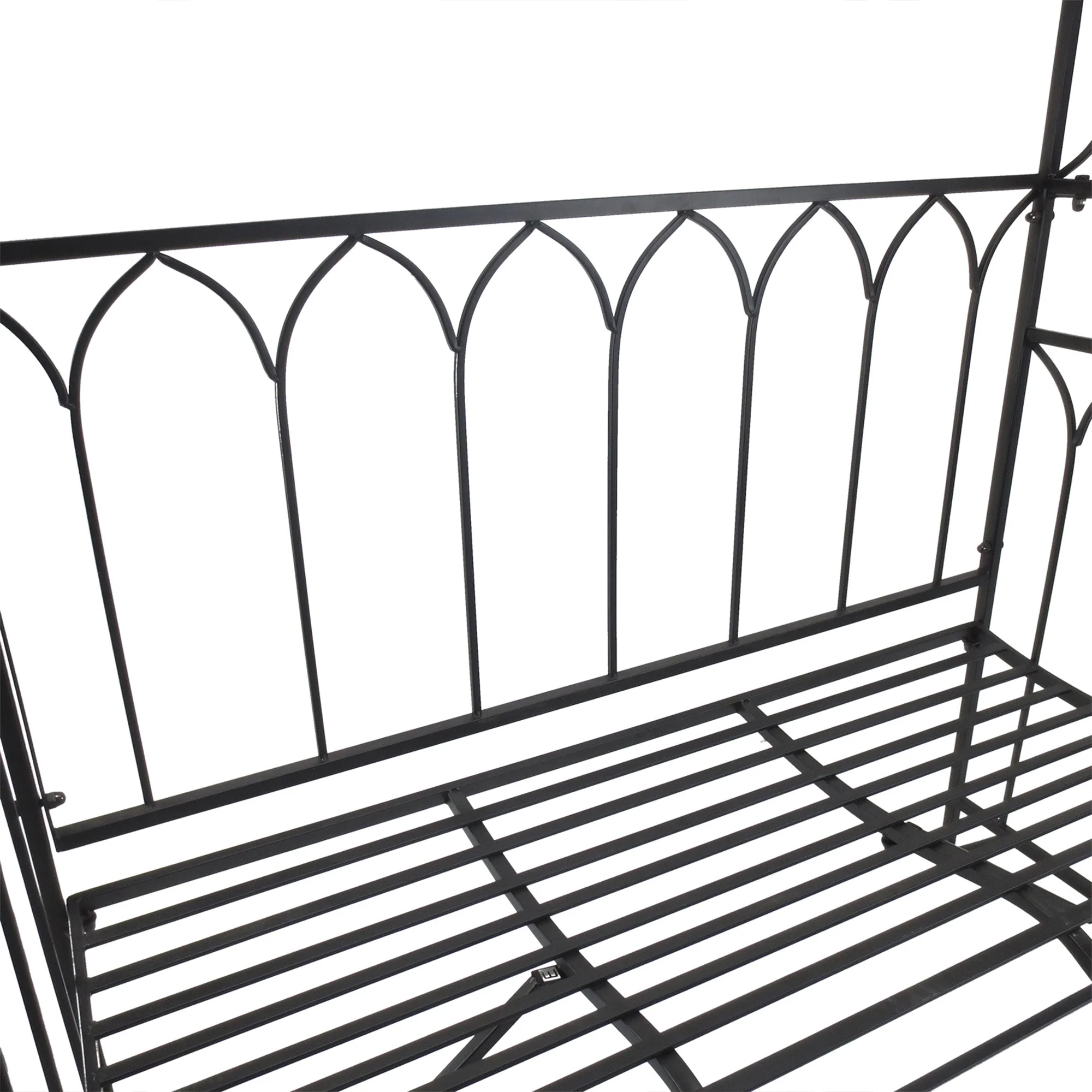 Garden Metal Frame Bench With arch For Various Climbing Plant 115Lx50Wx203H cm-Black - Image 8