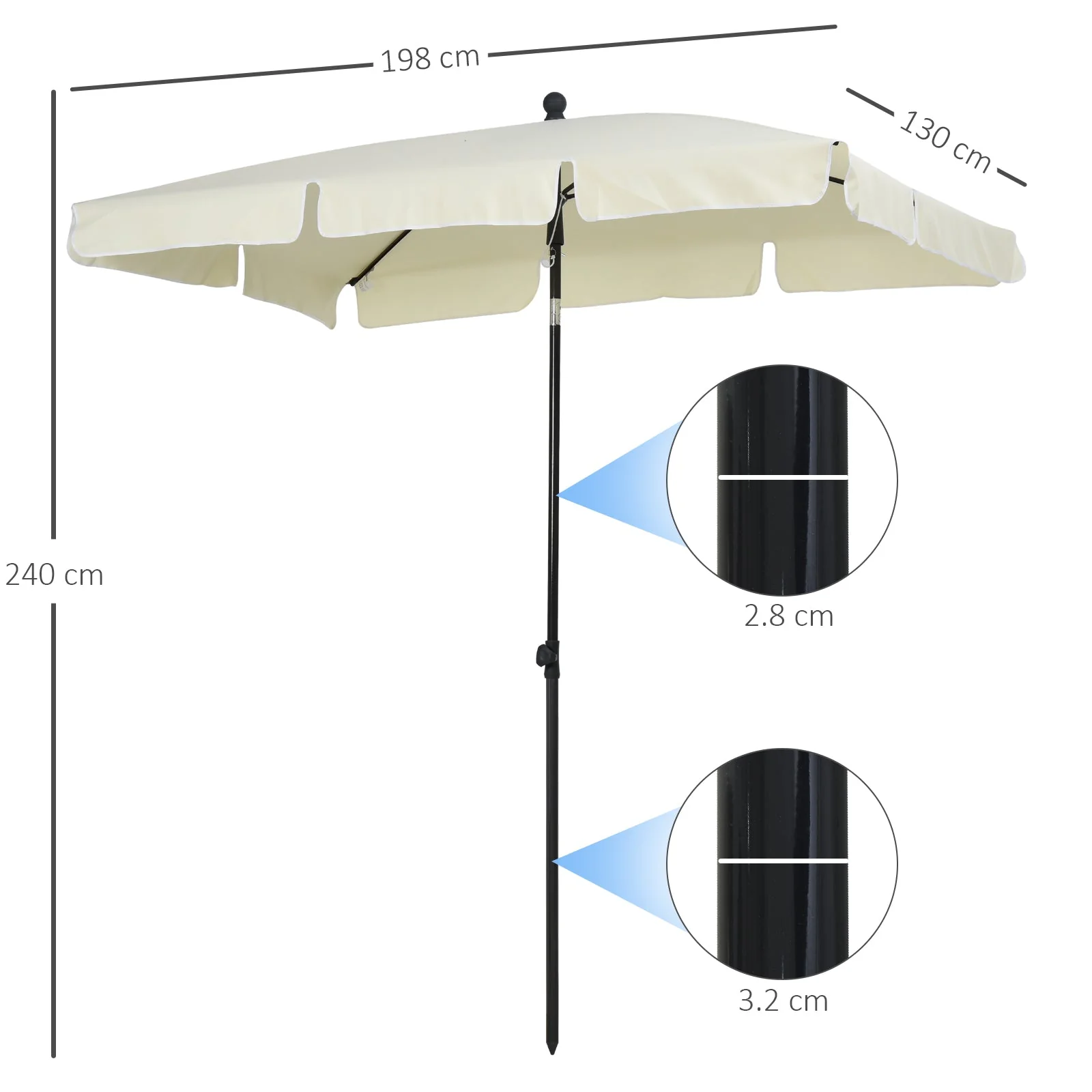 Outsunny Garden Parasol Umbrella - Image 3