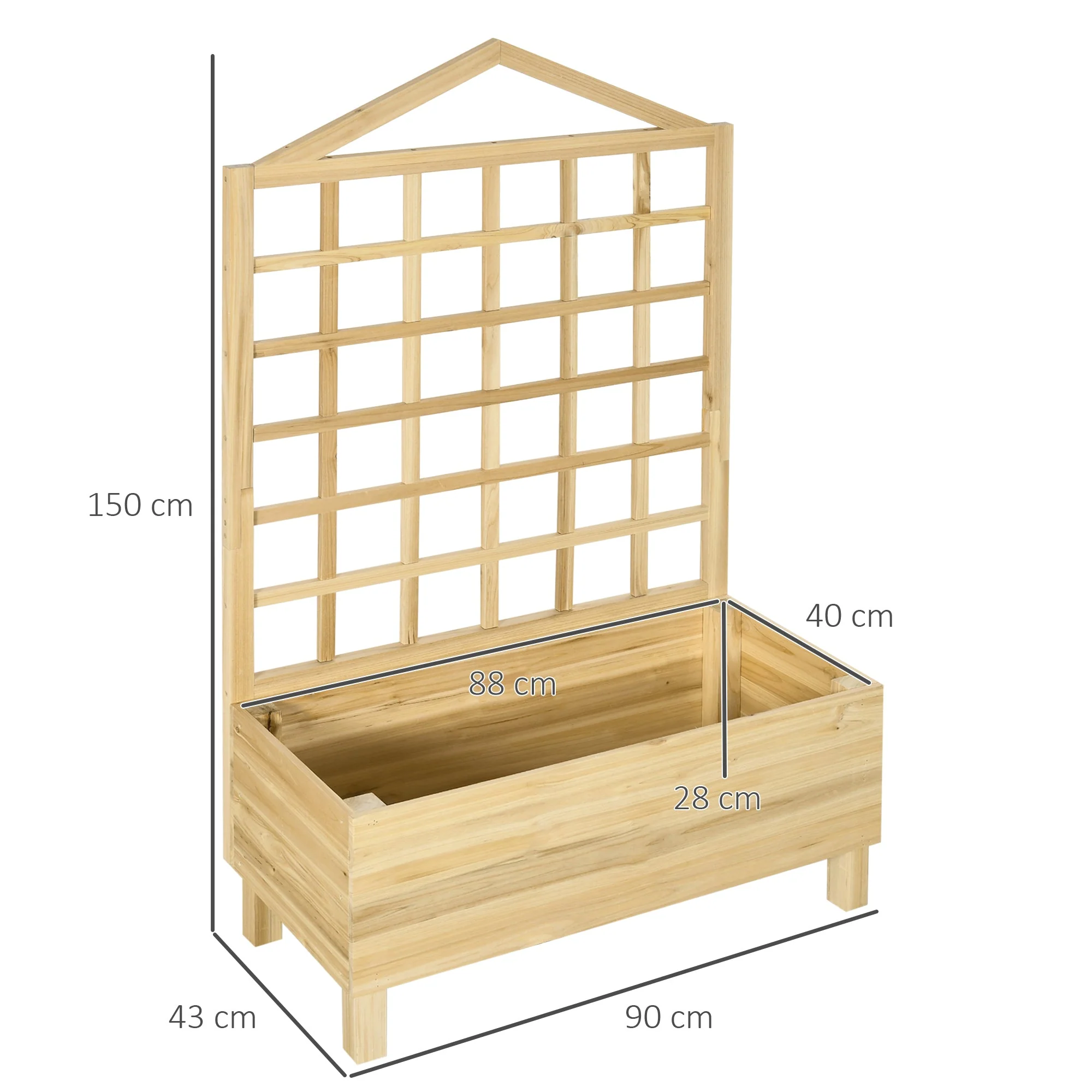 Outsunny Garden Planters with Trellis for Vine Climbing - Image 2