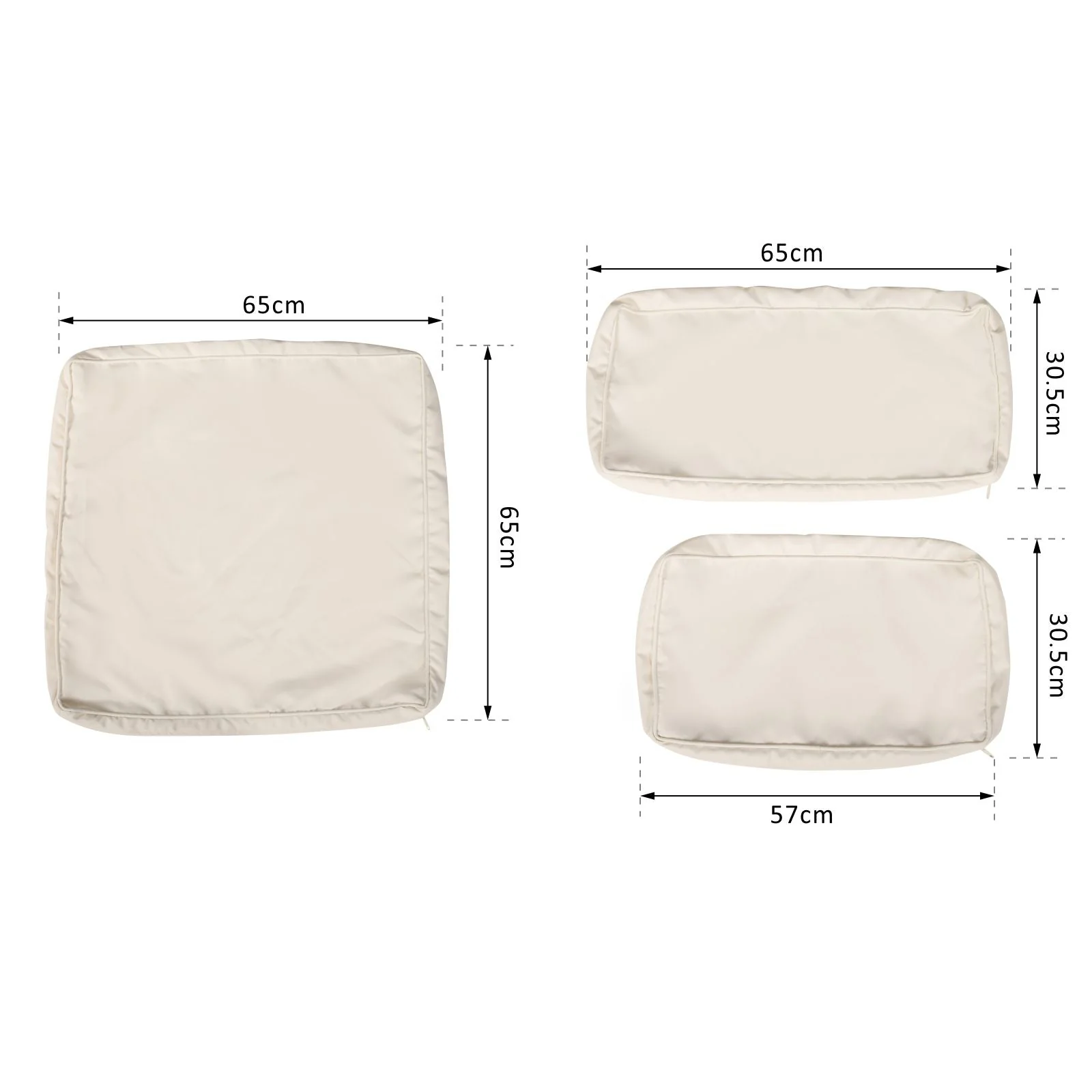 Outsunny Garden Rattan Sofa Cushion Polyester Cover Replacement Outdoor- No Cushion Included Beige - Image 3