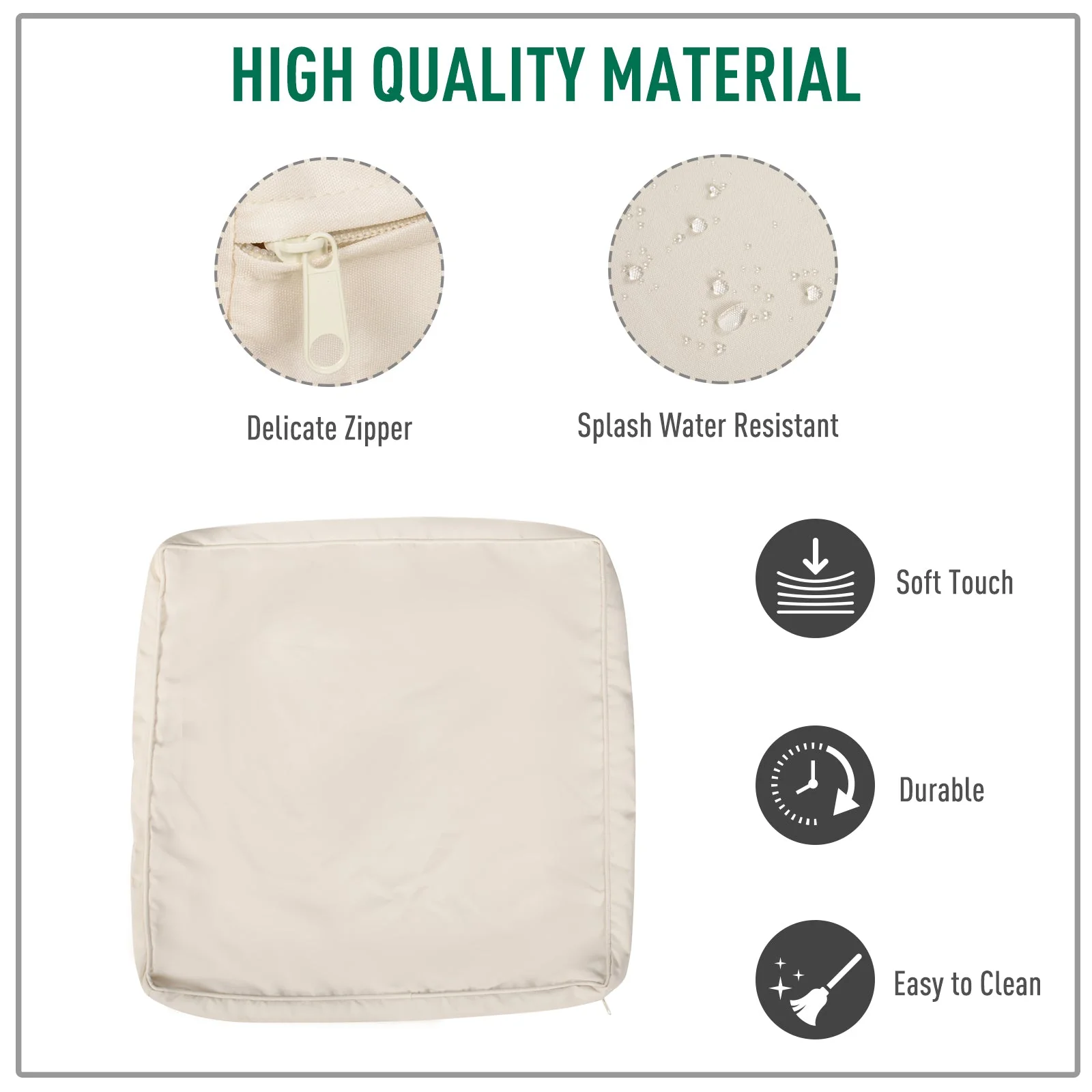 Outsunny Garden Rattan Sofa Cushion Polyester Cover Replacement Outdoor- No Cushion Included Beige - Image 5