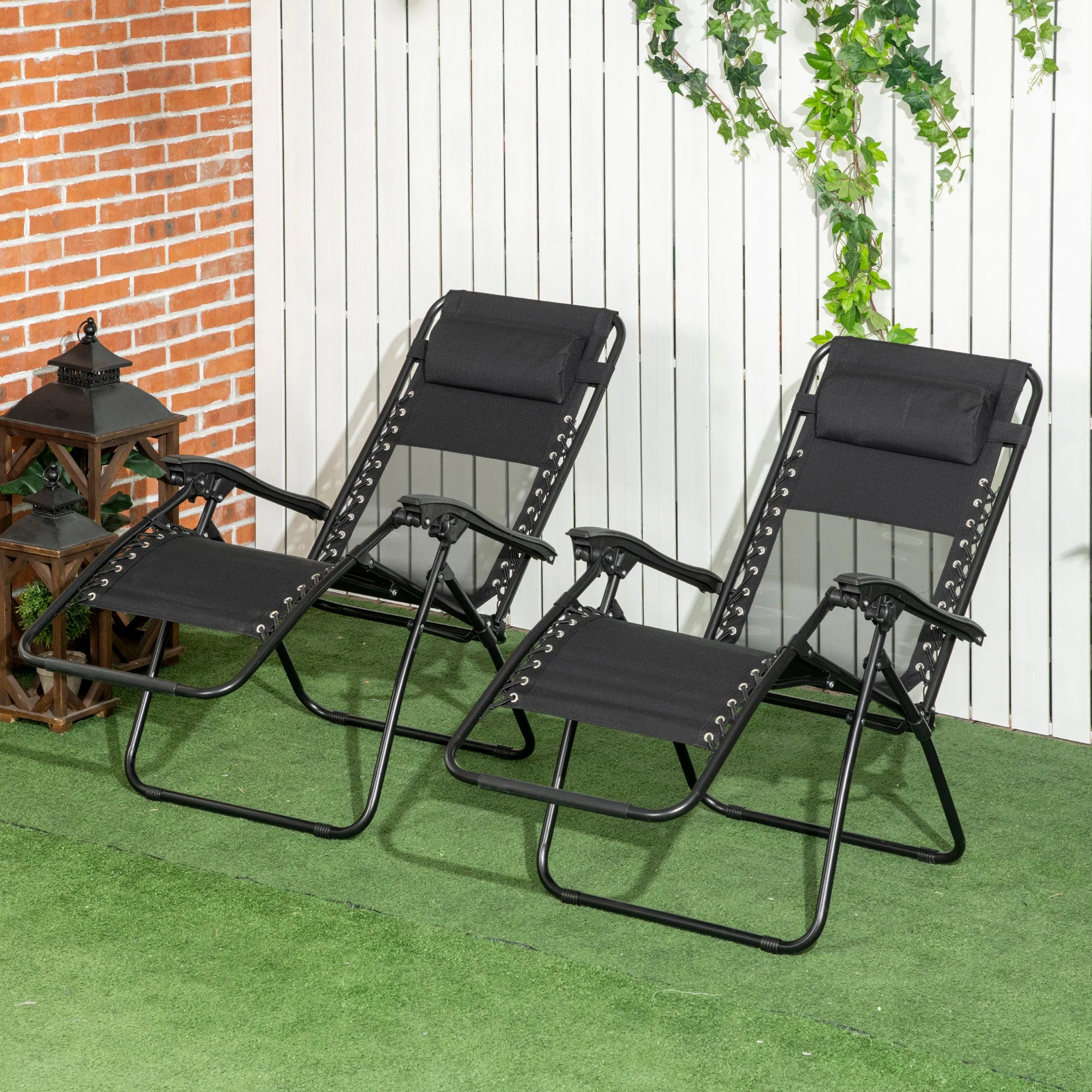 Outsunny Garden Recliner Chairs Set of 2 - Image 2