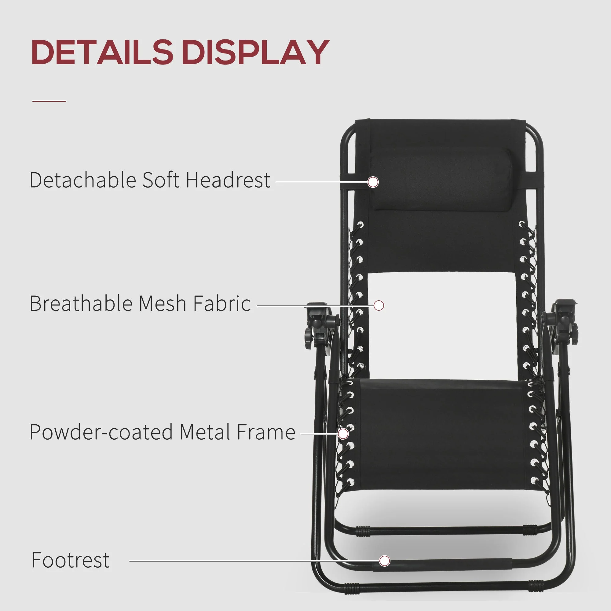 Outsunny Garden Recliner Chairs Set of 2 - Image 6