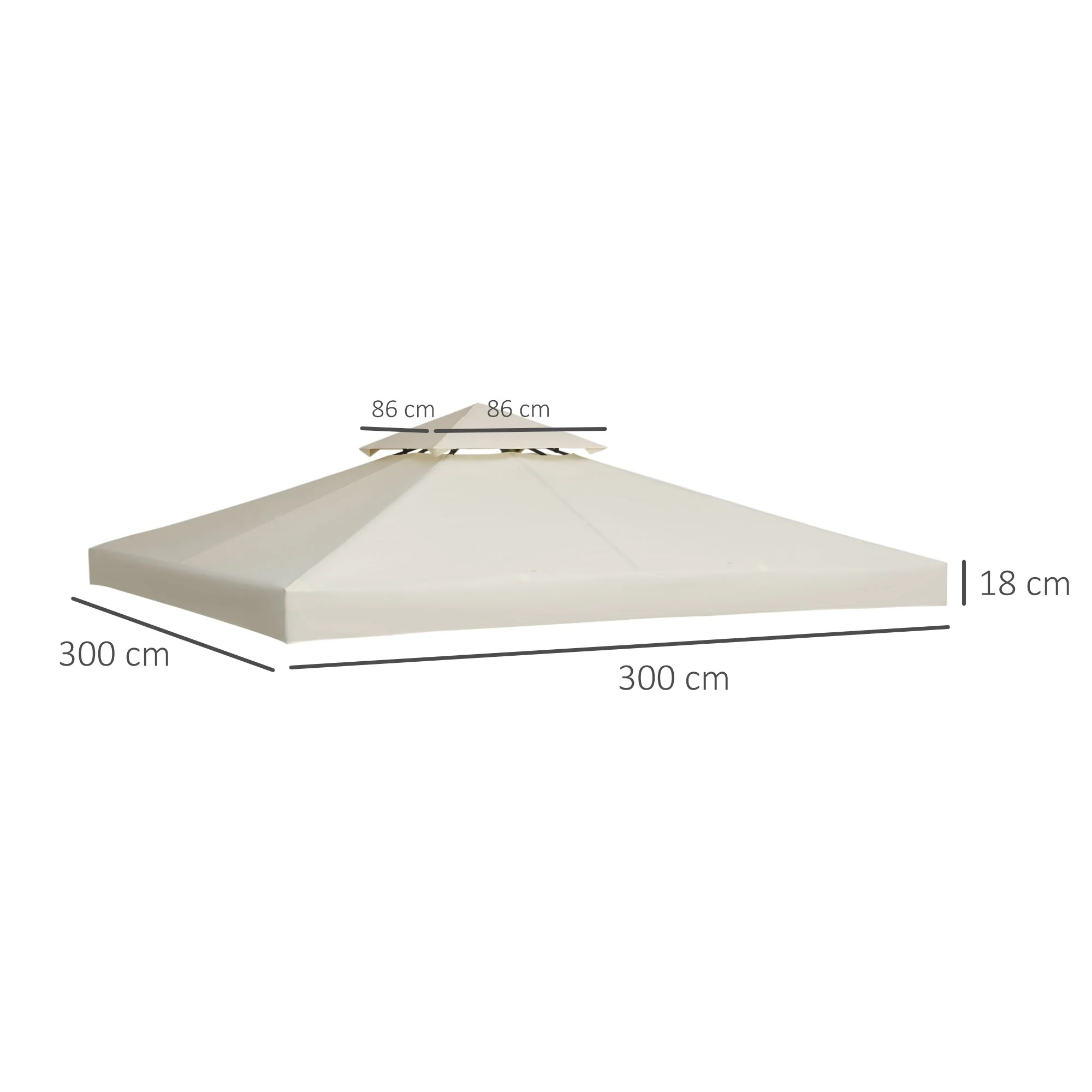 Outsunny Gazebo Replacement Canopy 3X3 M-Cream White - Image 3
