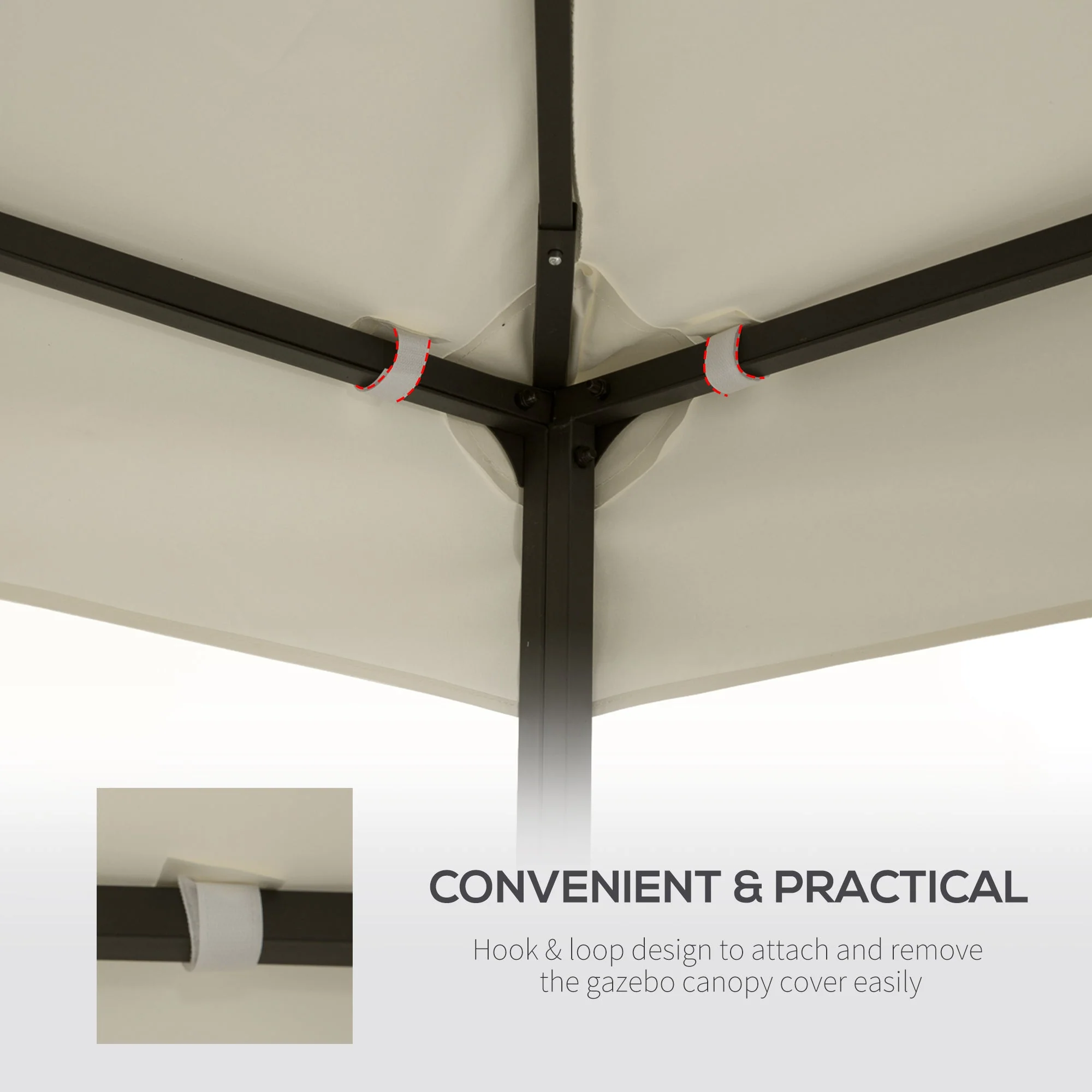 Outsunny Gazebo Replacement Canopy 3X3 M-Cream White - Image 6