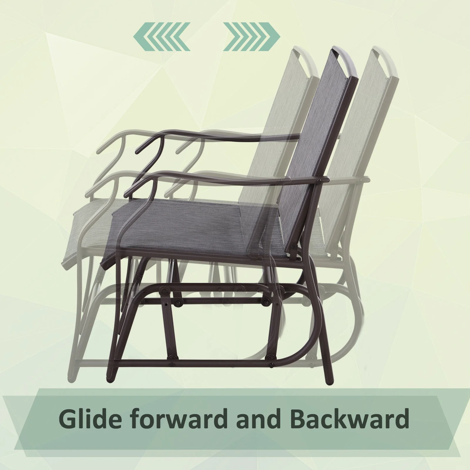 Outsunny Glider Rocking Chair & Table Set 2 Single Seaters Rocker Garden Swing Chair Patio Furniture Bistro Set Grey - Image 6