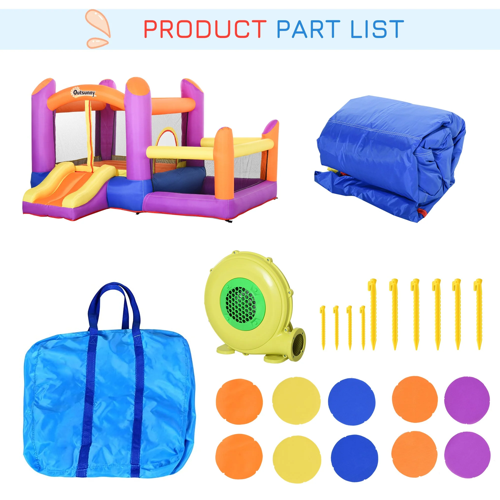 Outsunny Kids Bouncy Castle House Inflatable Trampoline Slide Water Pool 3 In 1 With Blower For Kids Age 3-8 Multi-Color 2.8 X 2.5 X 1.7M - Image 6