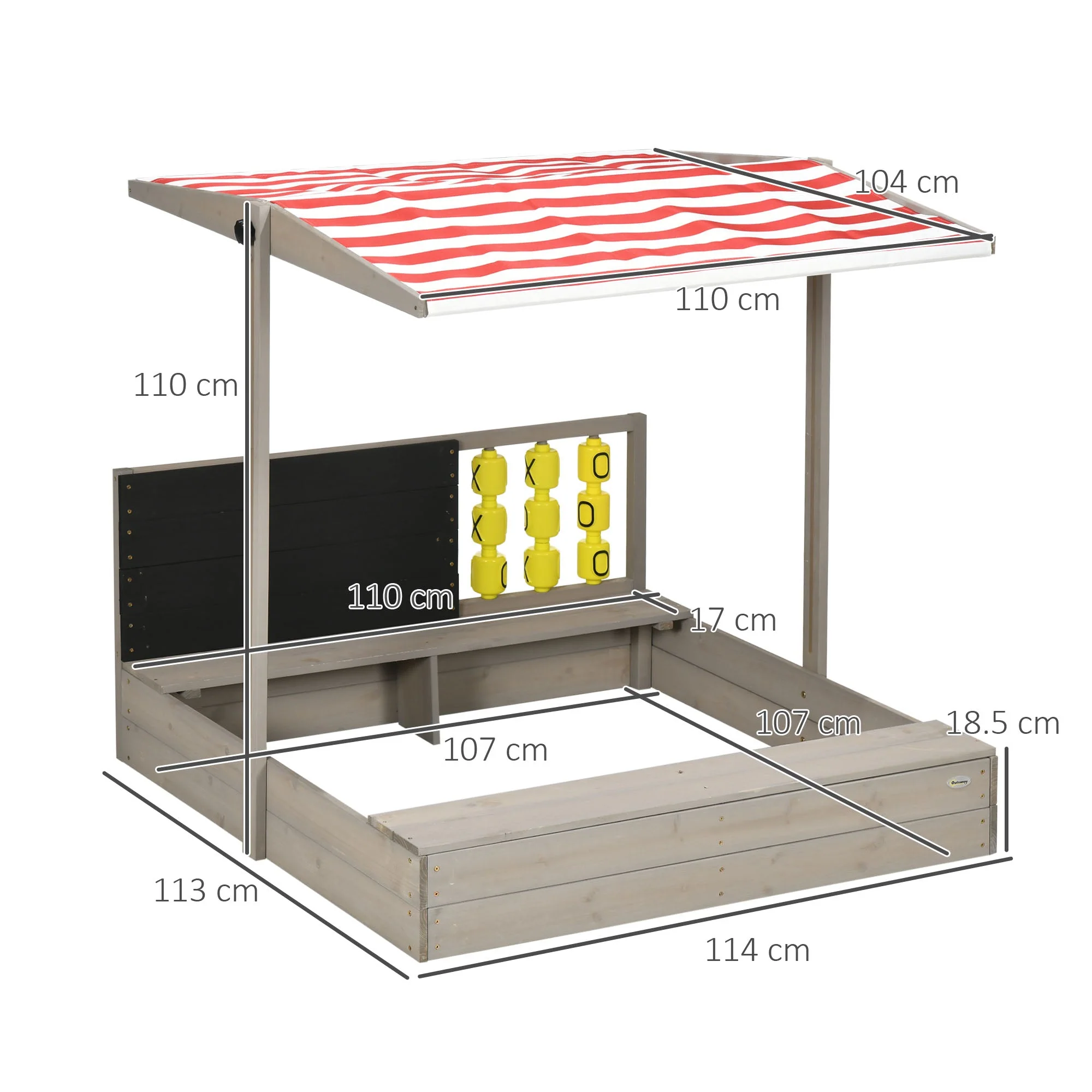 Outsunny Kids Wooden Sandpit - Image 2