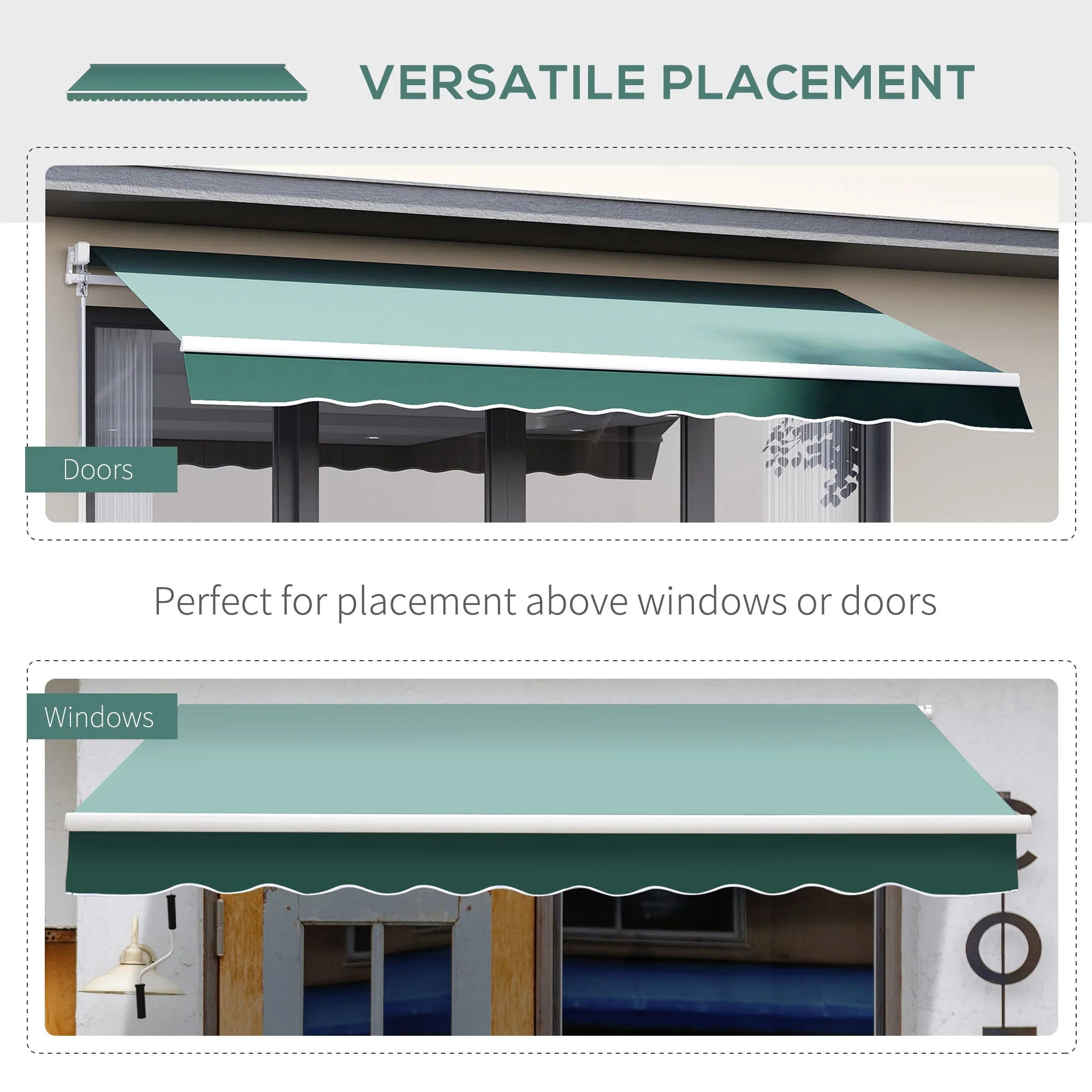 Outsunny Manual Retractable Awning 2.5X2 M-Dark Green - Image 5