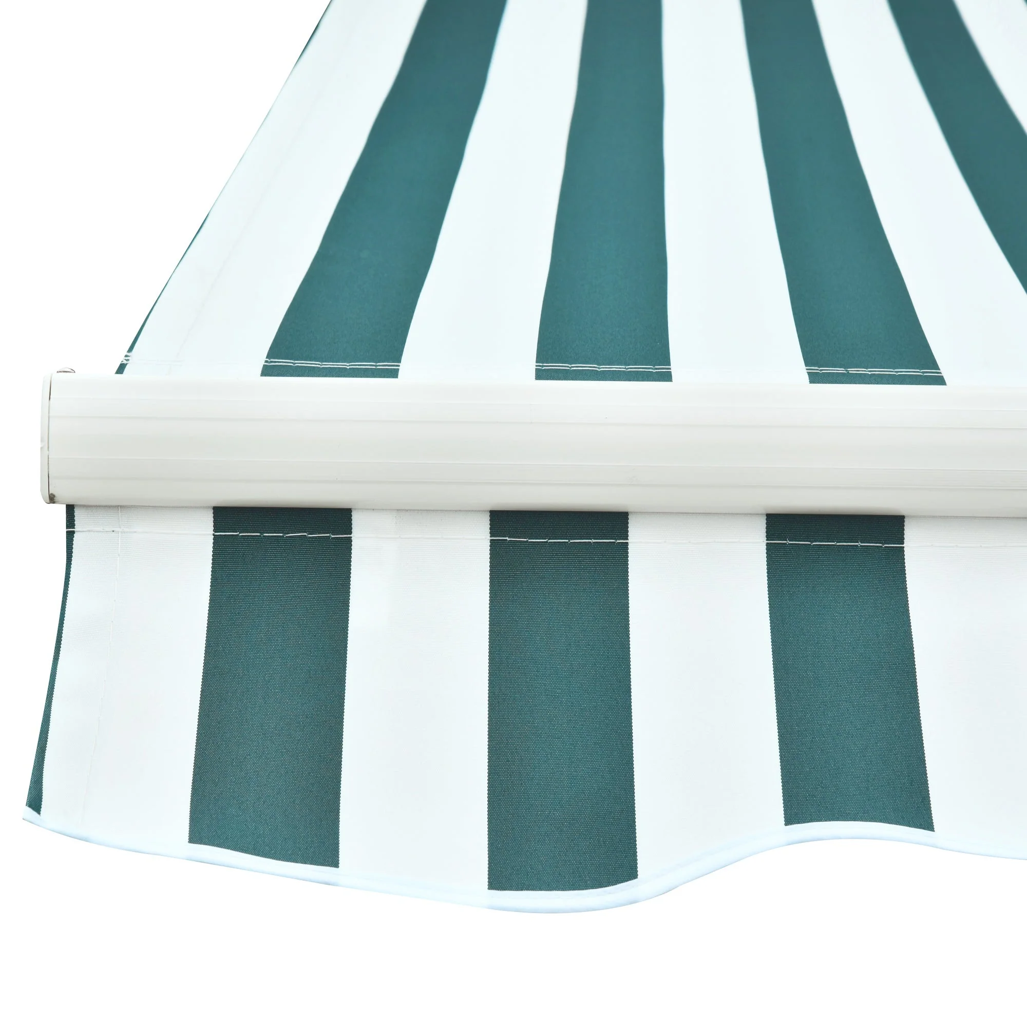 Outsunny Manual Retractable Awning Size (3M X2.5M)-Green/White Stripes - Image 9